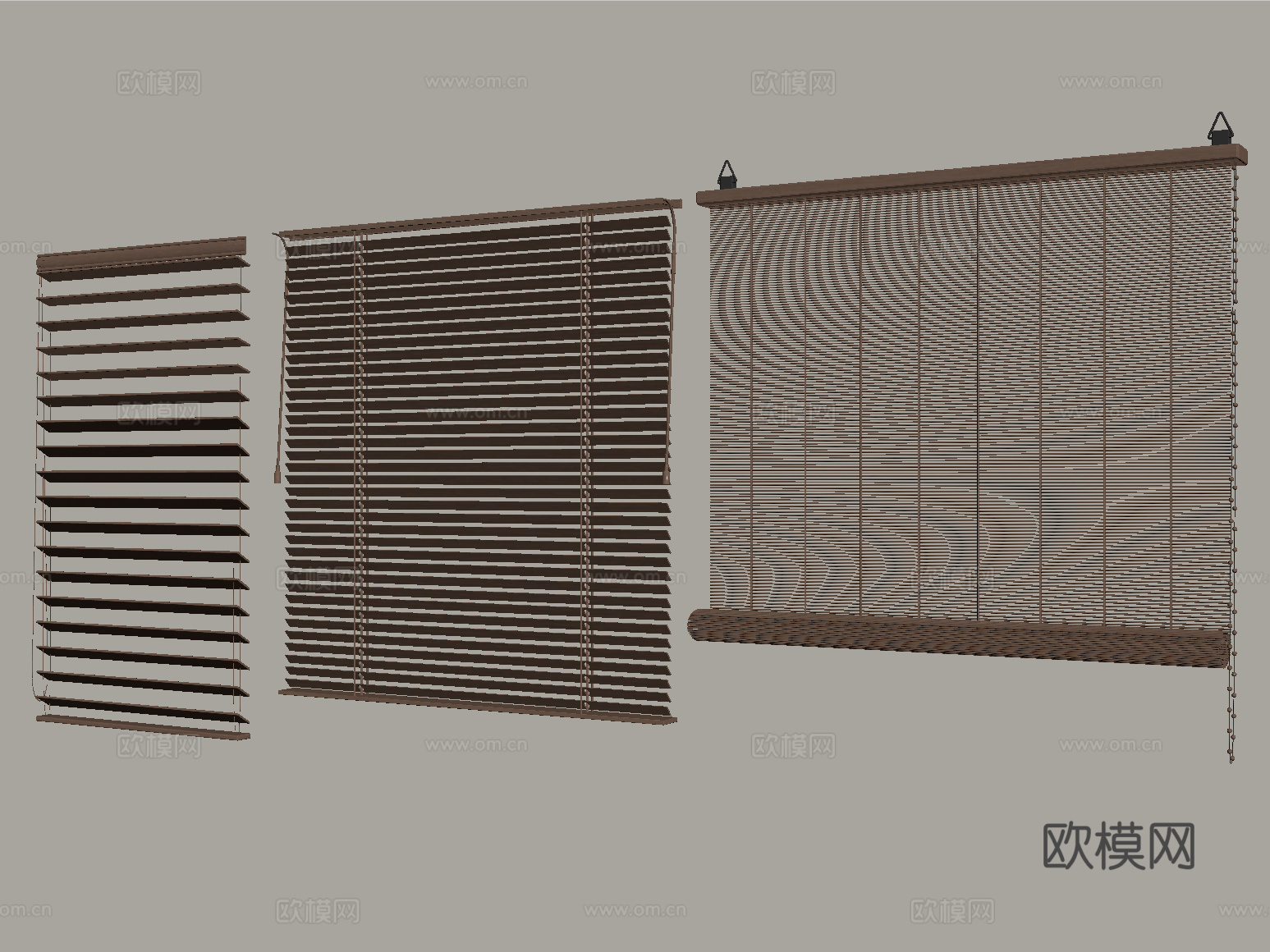 现代窗帘卷帘 竹帘百叶帘su模型