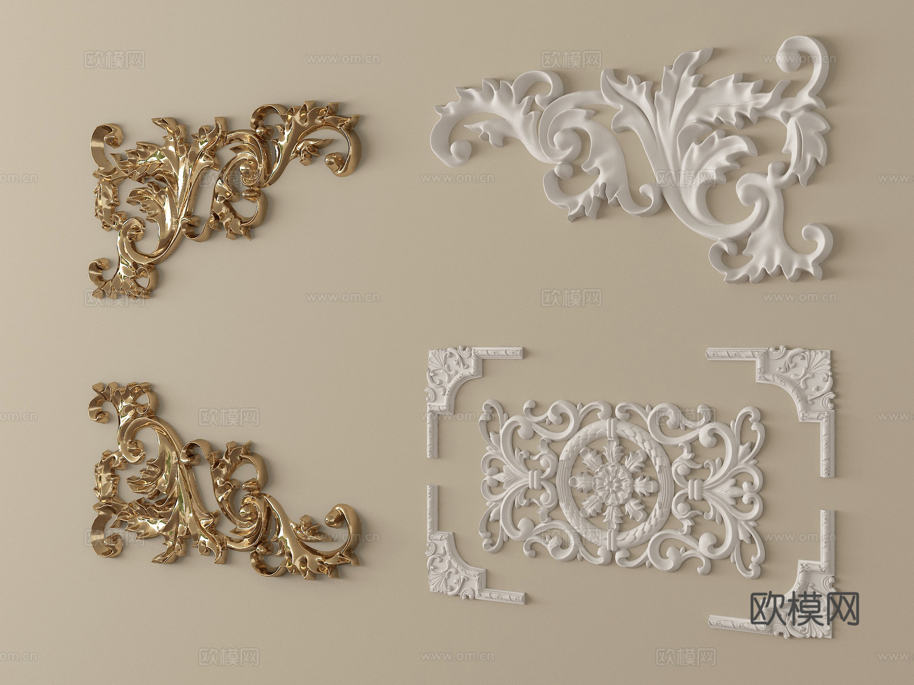 欧式雕花 角花 组合su模型