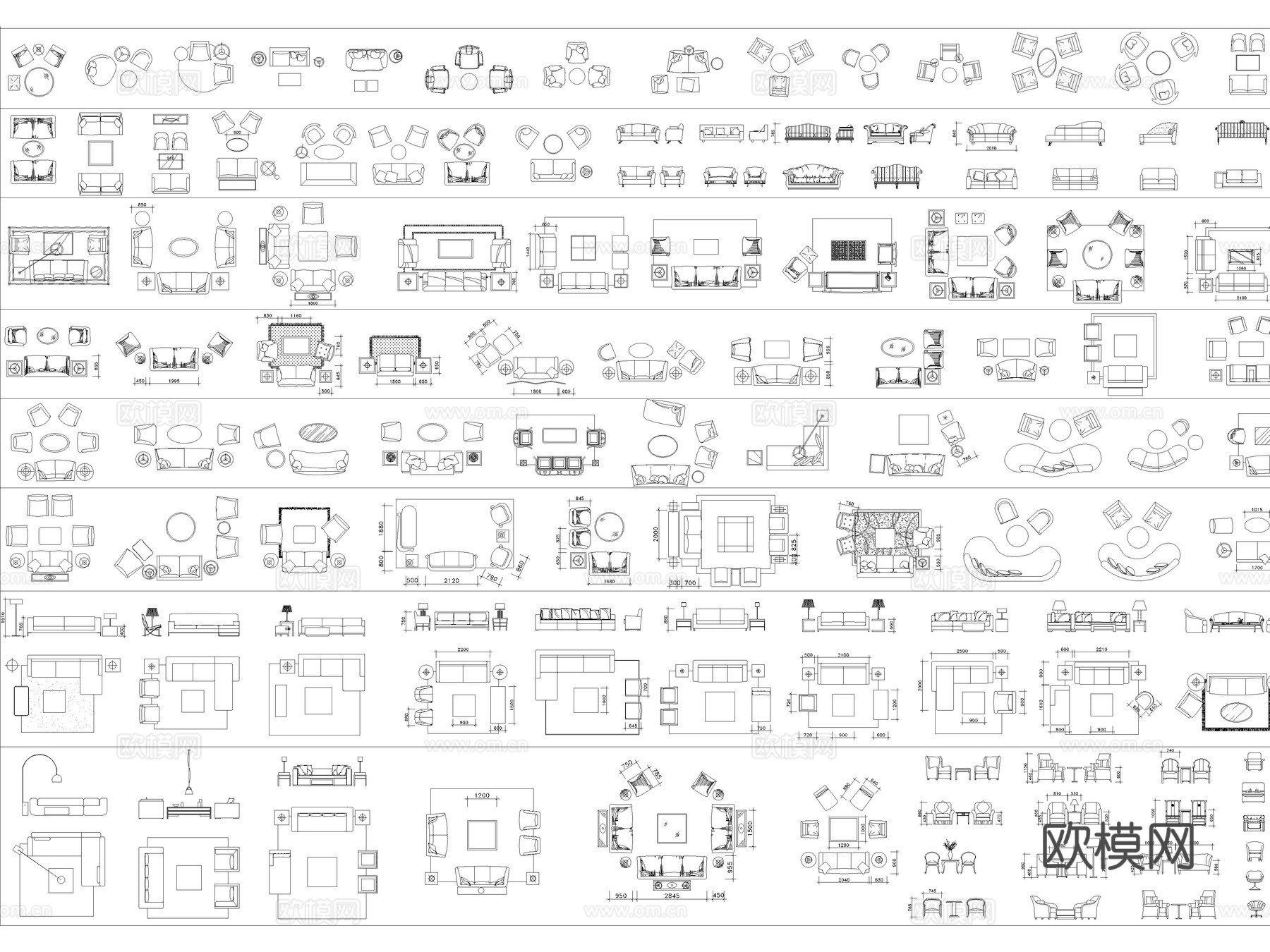 2026年最新家装工装家具沙发平面立面CAD图库cad施工图