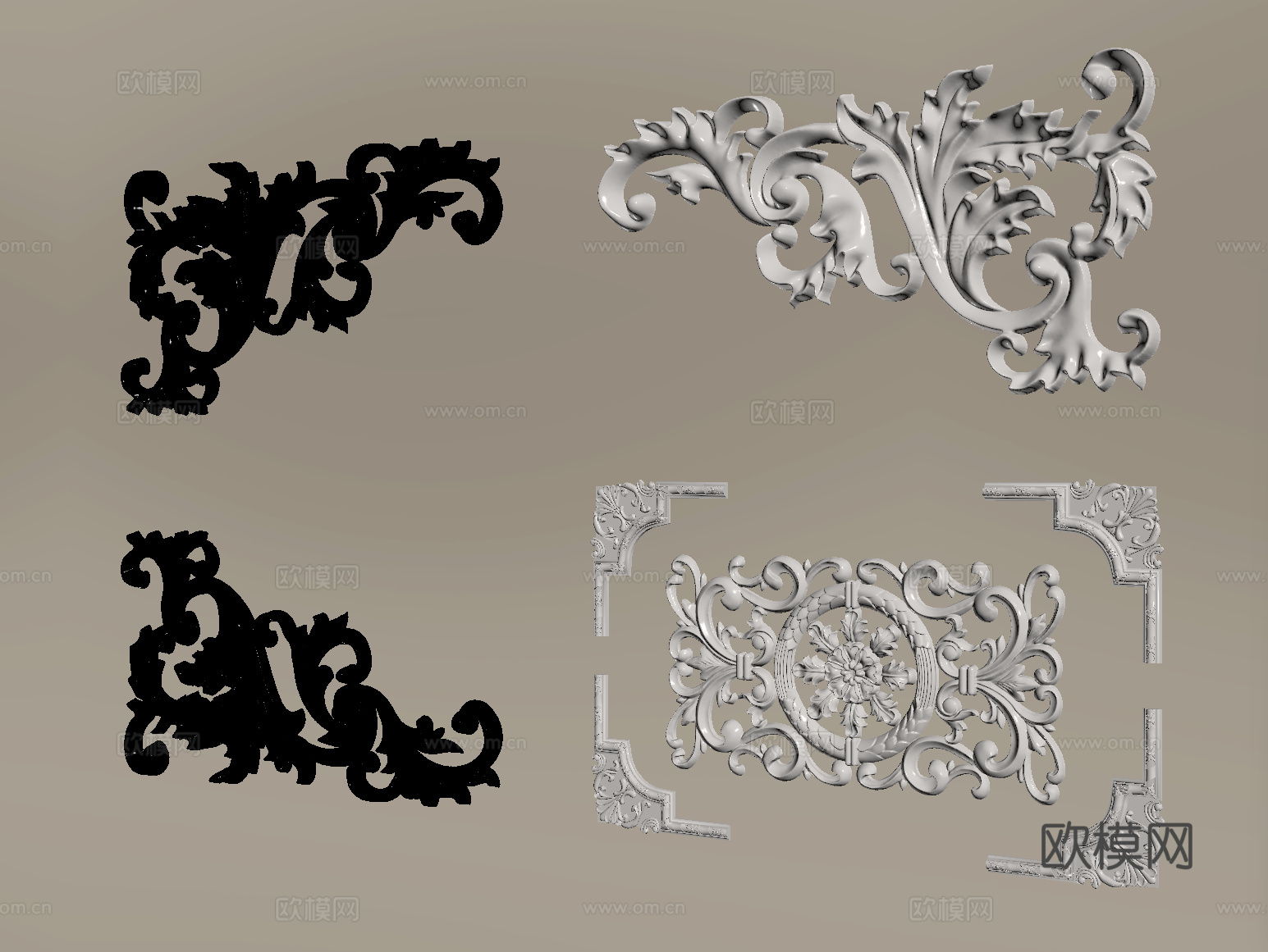 欧式雕花 角花 组合su模型