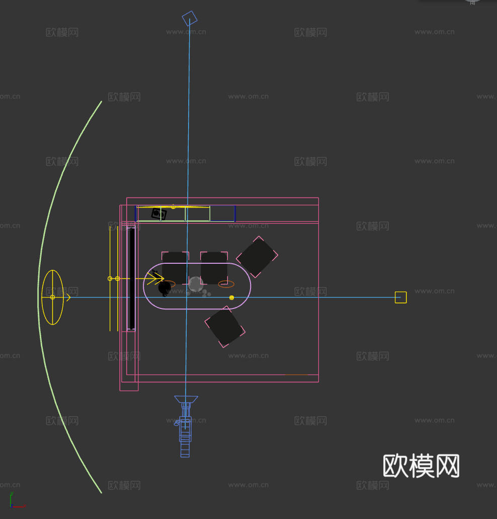现代侘寂中古风餐厅 餐桌椅 餐边柜 酒柜 无主灯餐厅 盆栽3d模型下载（渲染图2）
