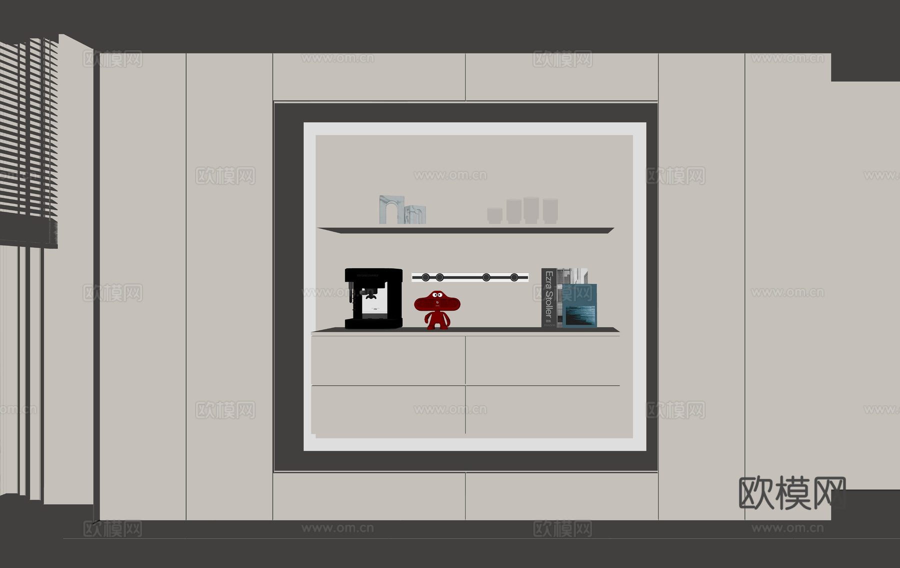 现代酒柜餐边柜su模型