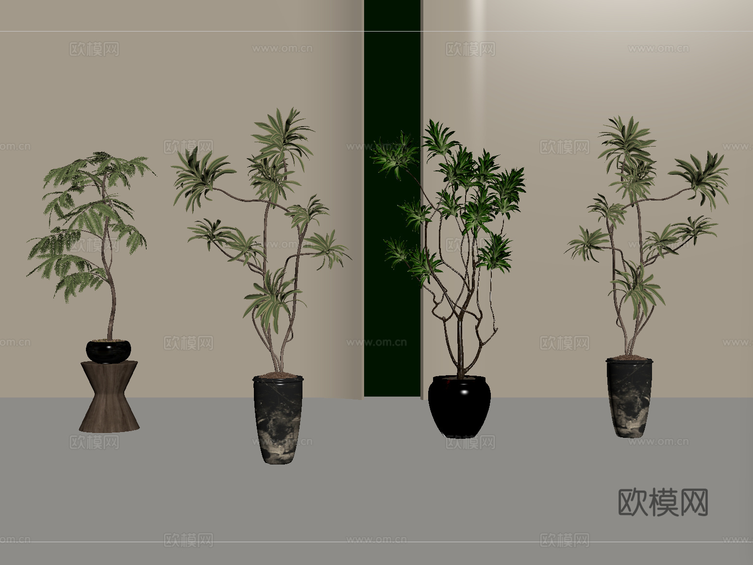 现代盆栽 盆景 绿植 盆栽组合su模型