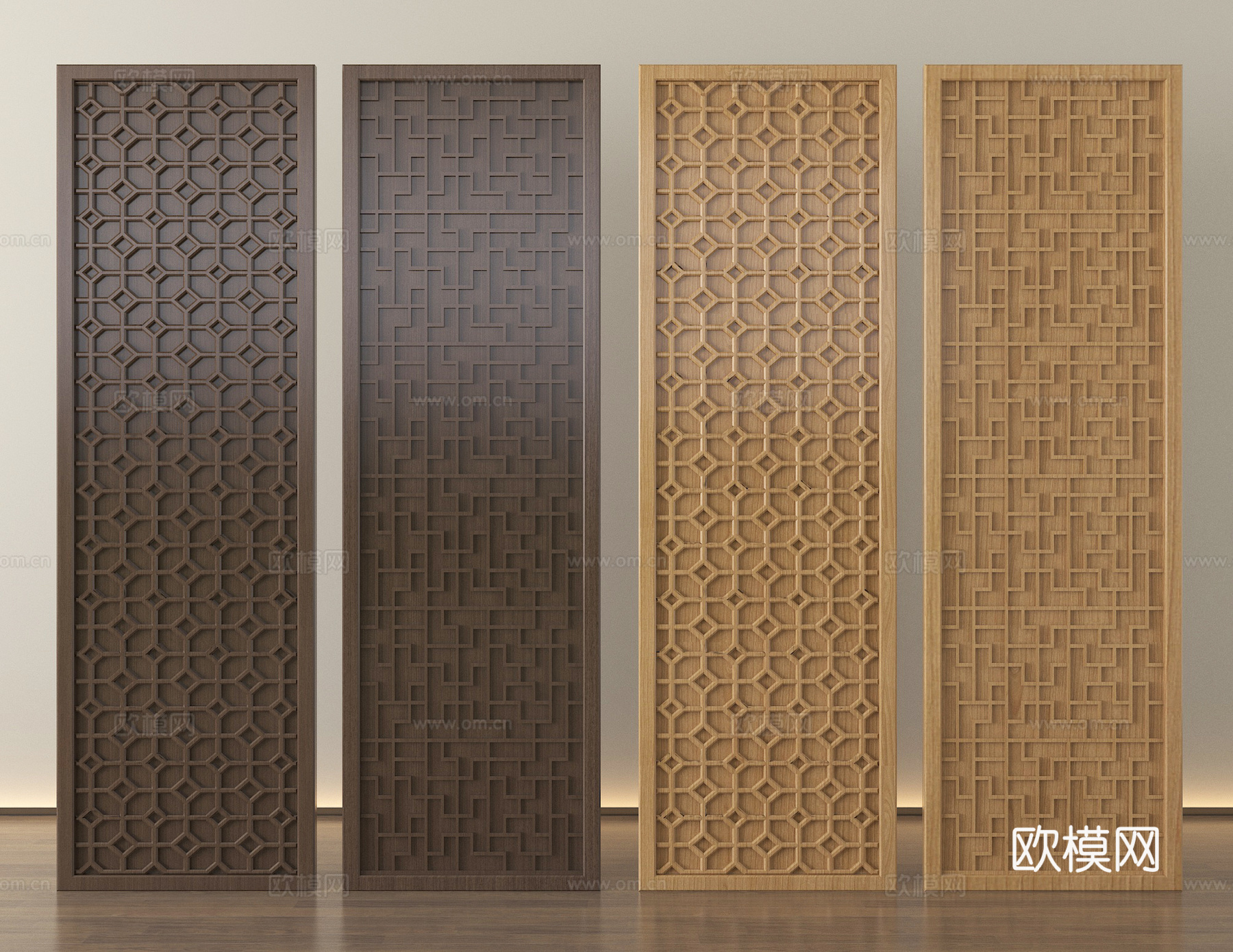 中古风屏风隔断su模型