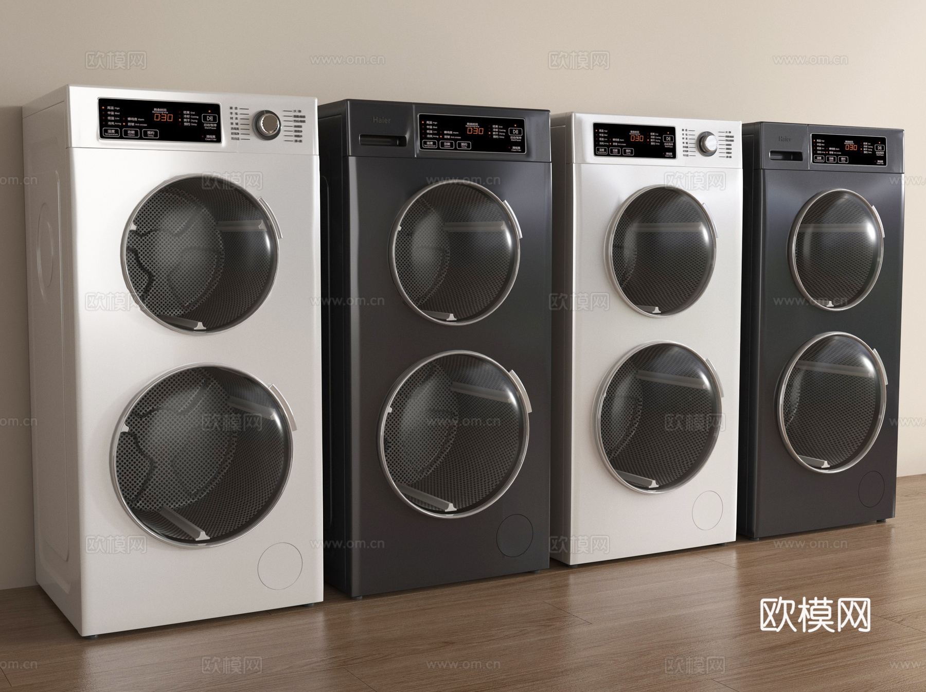 现代洗衣机 洗烘一体机su模型