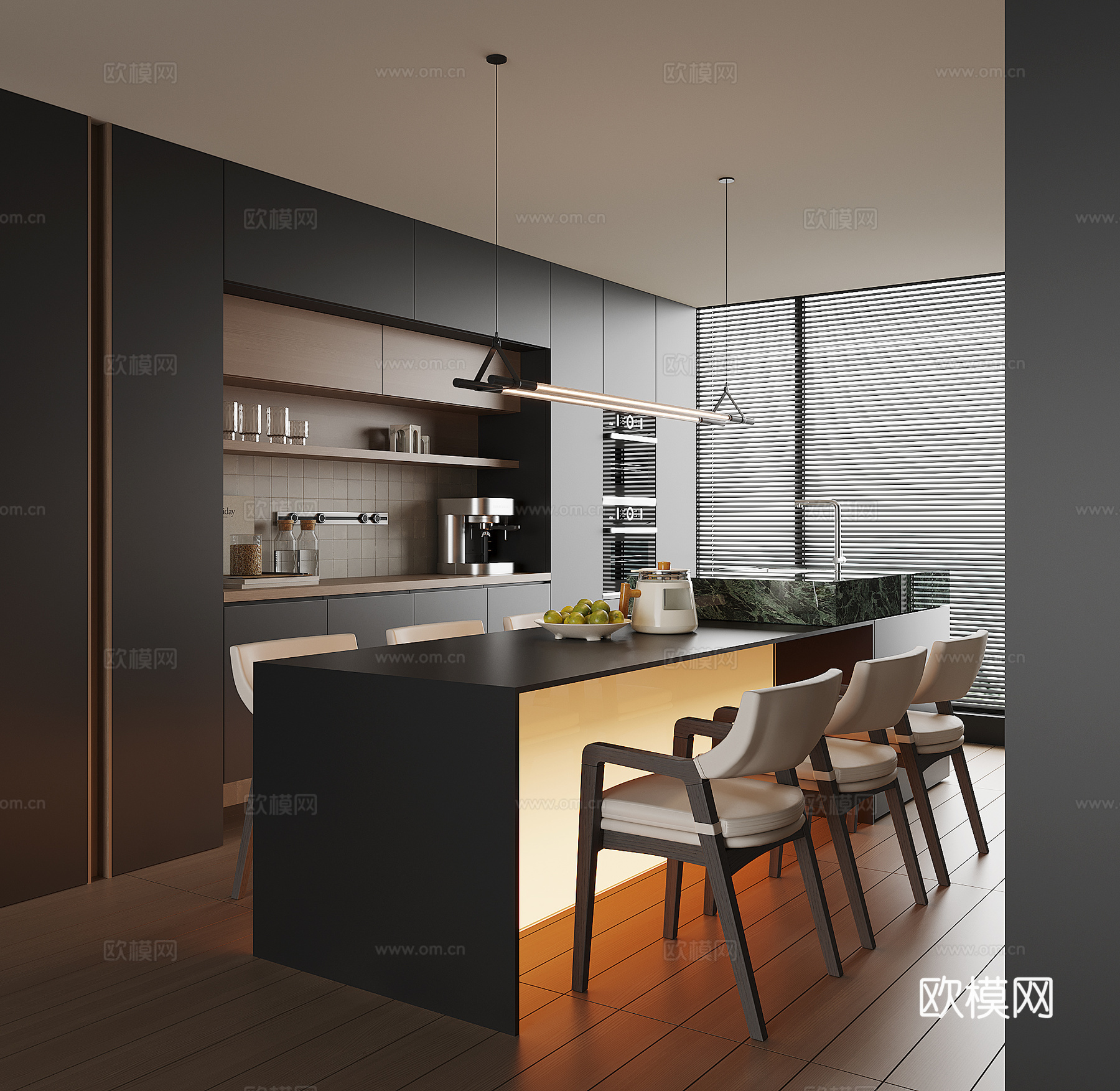 现代家居餐厅su模型
