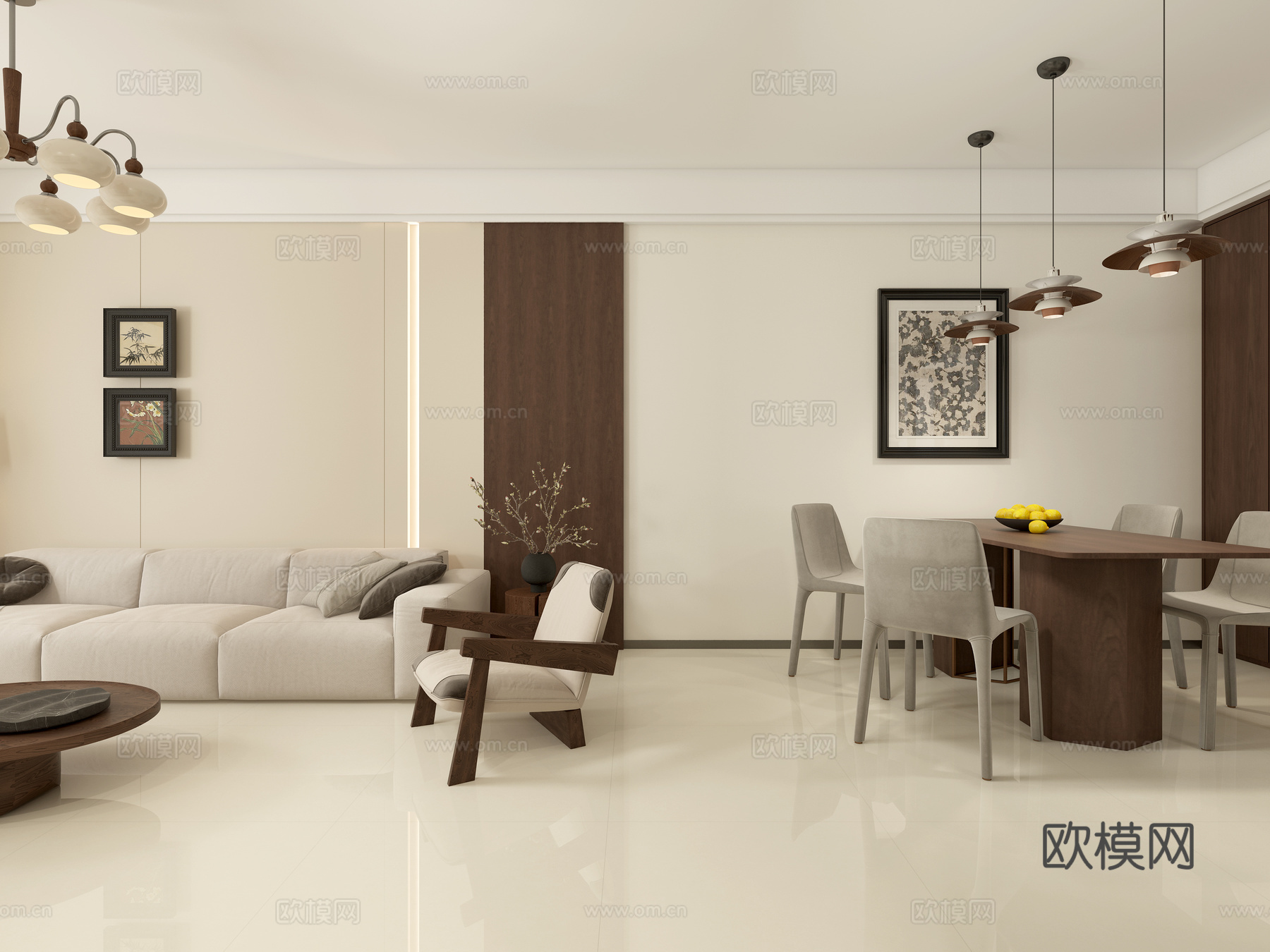 中古风客餐厅3d模型下载（渲染图3）