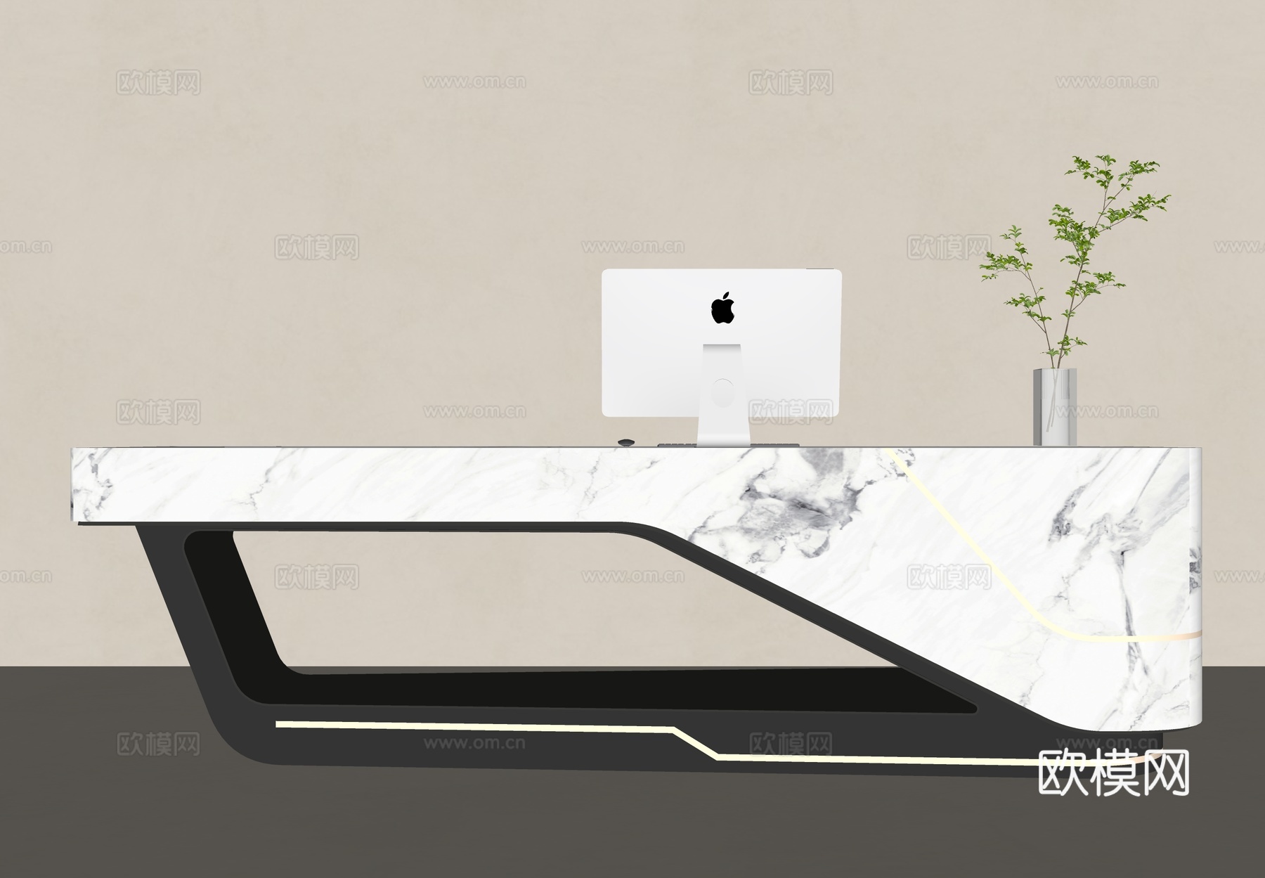 现代接待台 异形接待台 前台接待桌 办公前台 时尚迎宾台 简su模型