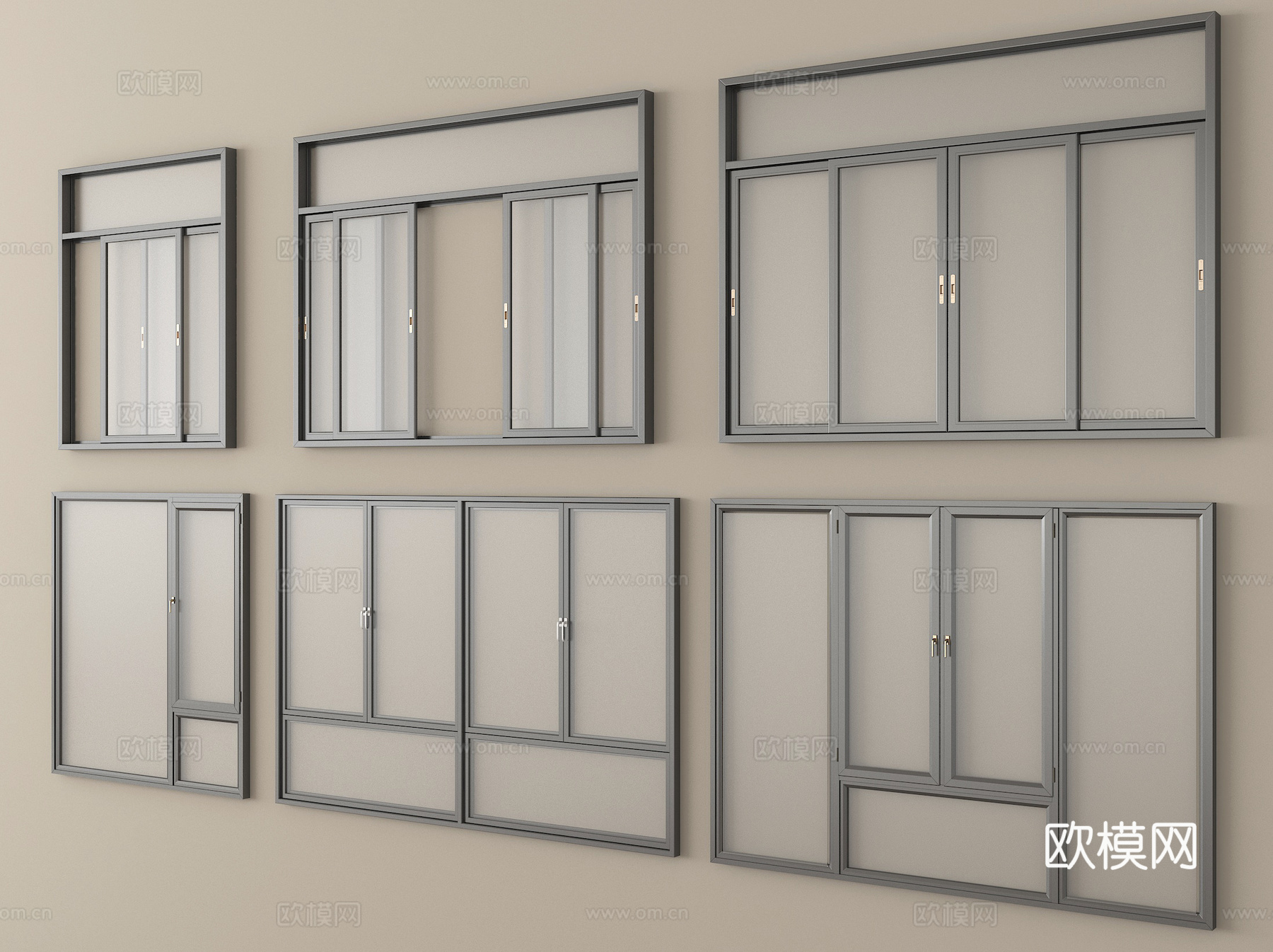 现代窗户 平开窗 推拉窗 阳台窗 落地窗su模型