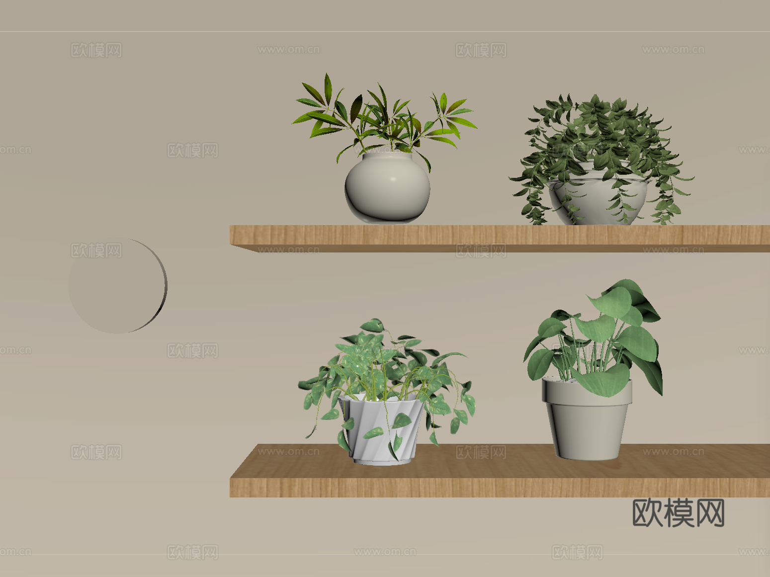 现代盆栽盆景 绿植su模型