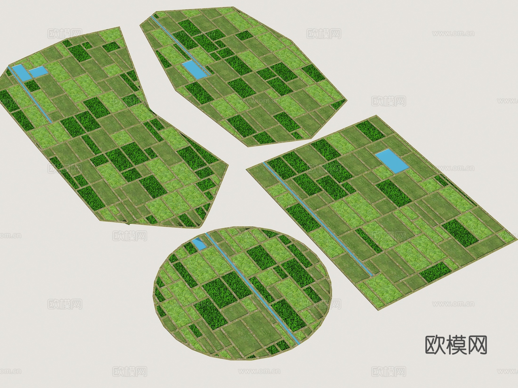 现代农田 鸟瞰农田 农田色块 农田 乡村景观su模型