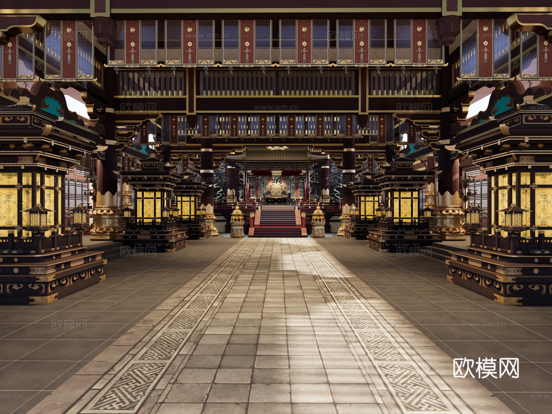 唐宋明清宫殿大堂 上朝大堂 中式新中式影视 古代皇宫大殿su模型