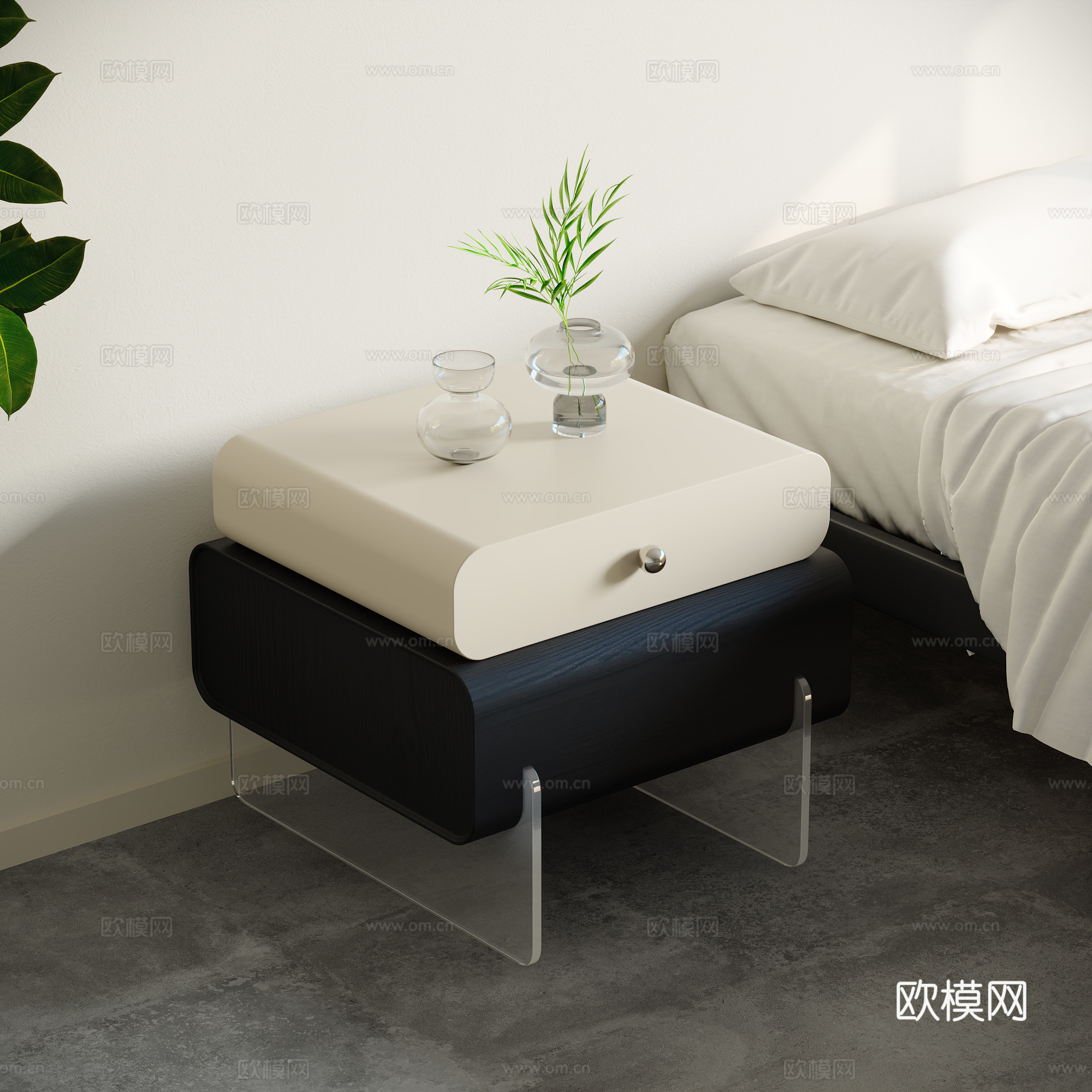 现代床头柜 柜子 饰品摆件3d模型下载