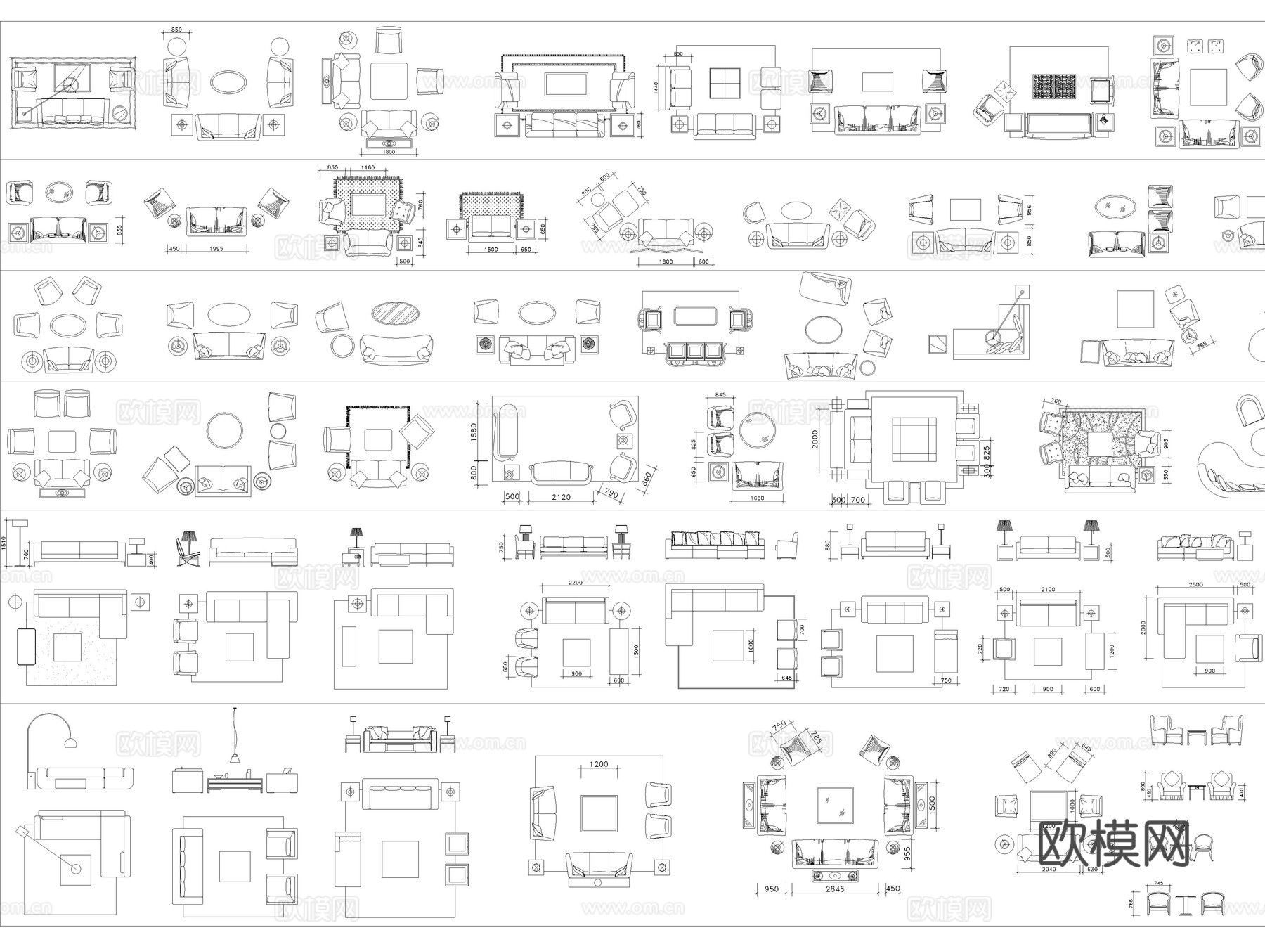 2026年最新家装工装家具沙发平面立面CAD图库cad施工图