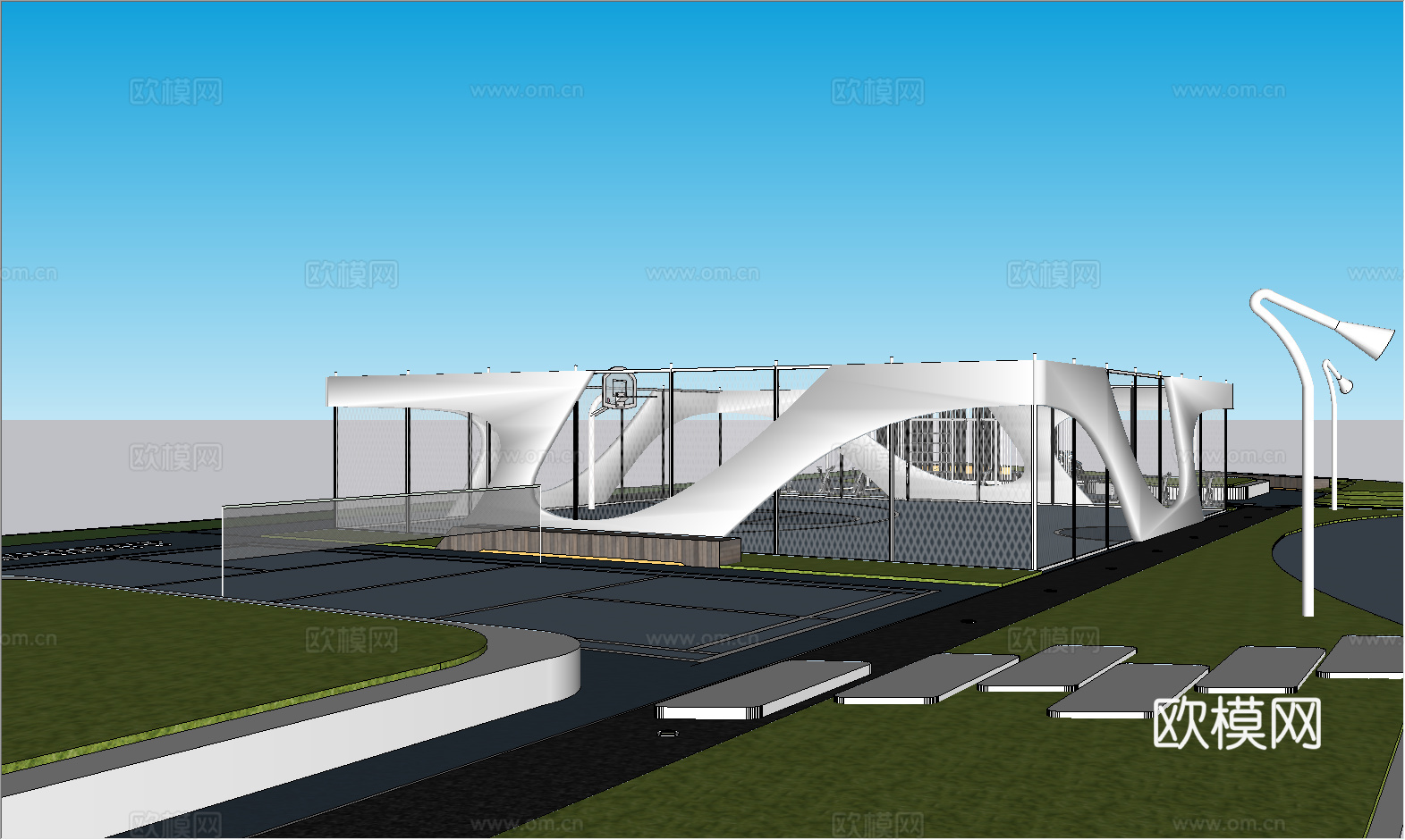 现代公园景观_运动公园su模型