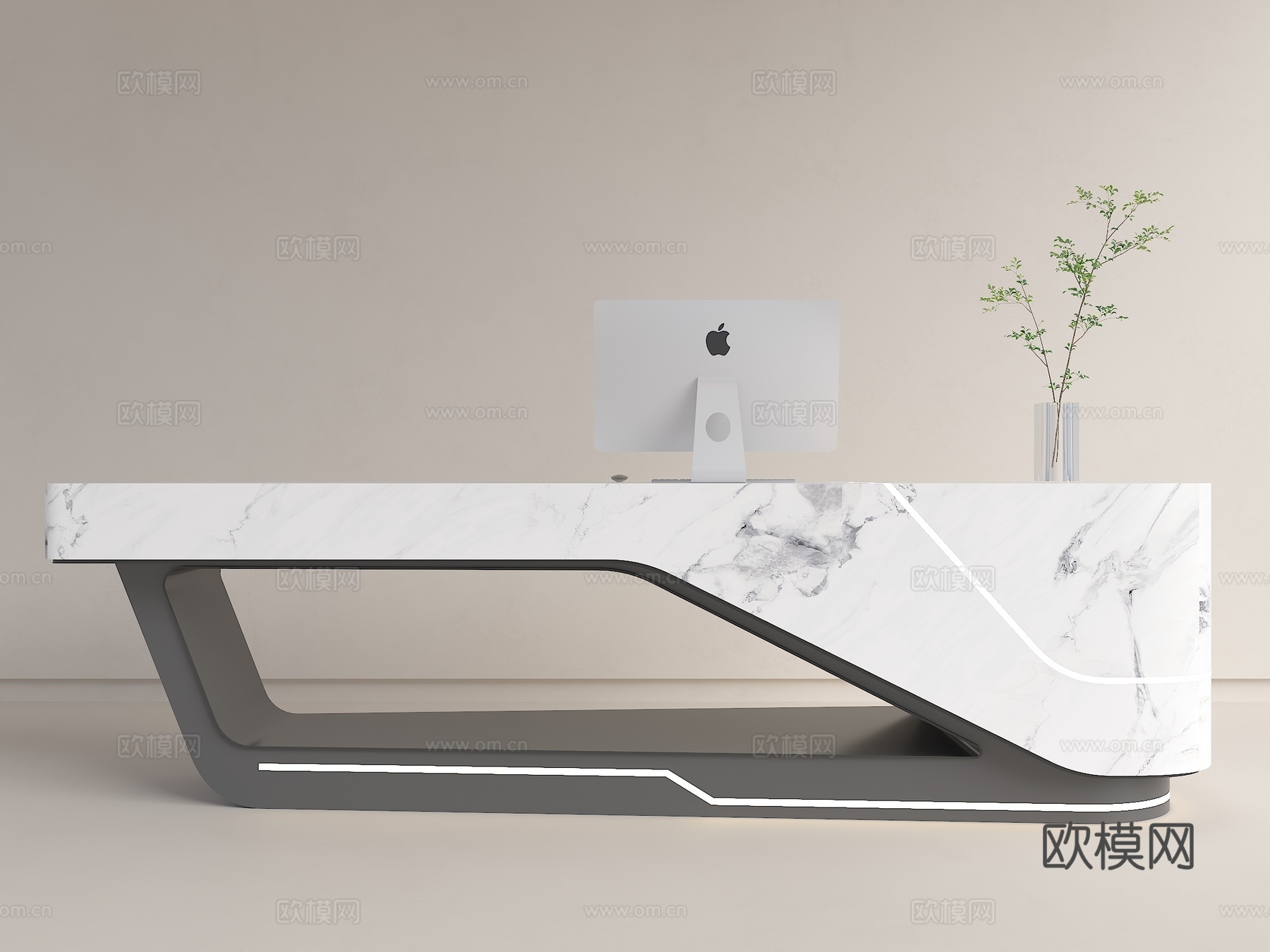 现代接待台 异形接待台 前台接待桌 办公前台 时尚迎宾台 简su模型