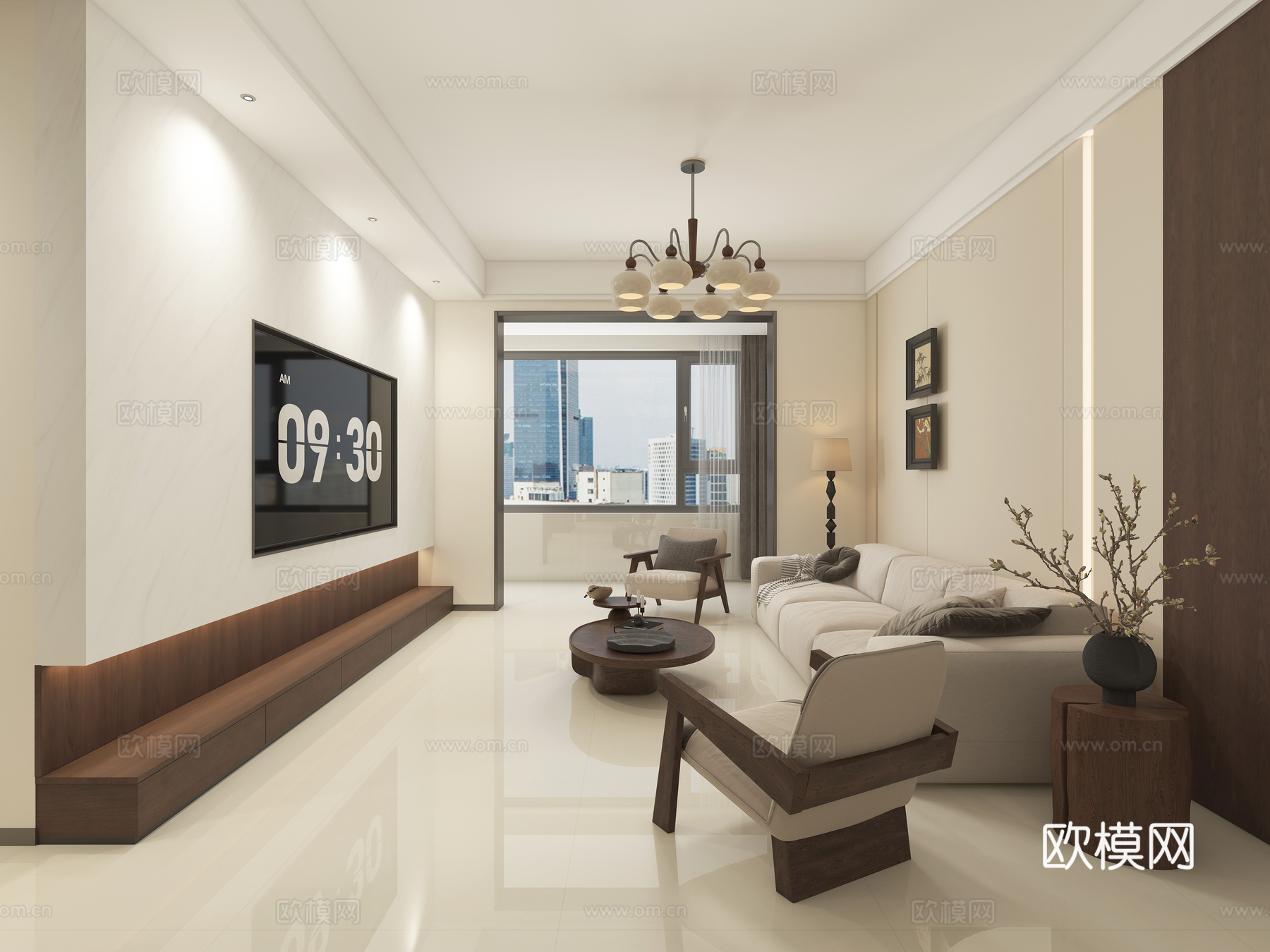 中古风客餐厅3d模型下载（渲染图2）