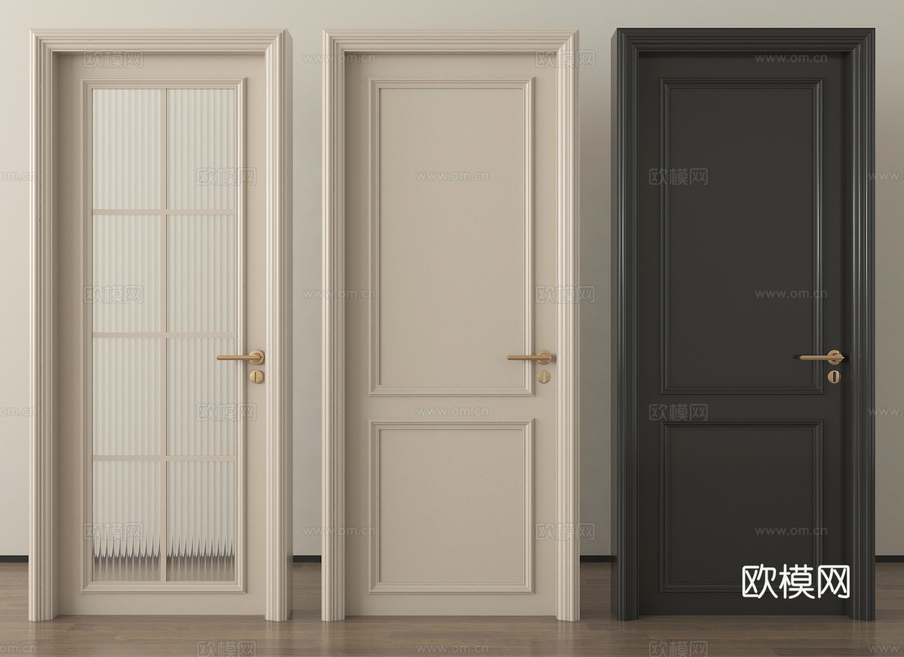 法式平开门 玻璃门 实木门 卧室门 厨卫门su模型