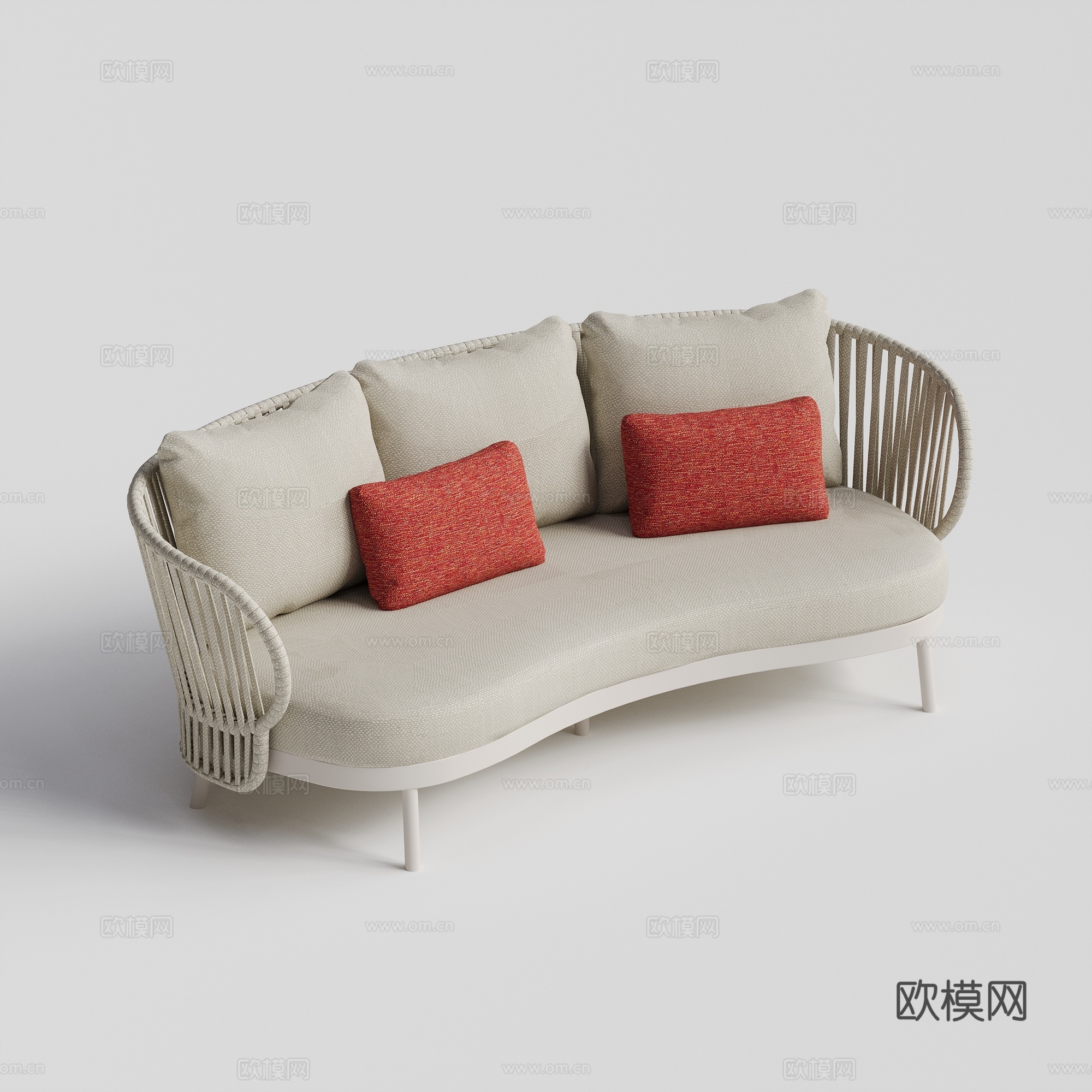 kun 户外沙发 弧形沙发 三人 多人沙发su模型