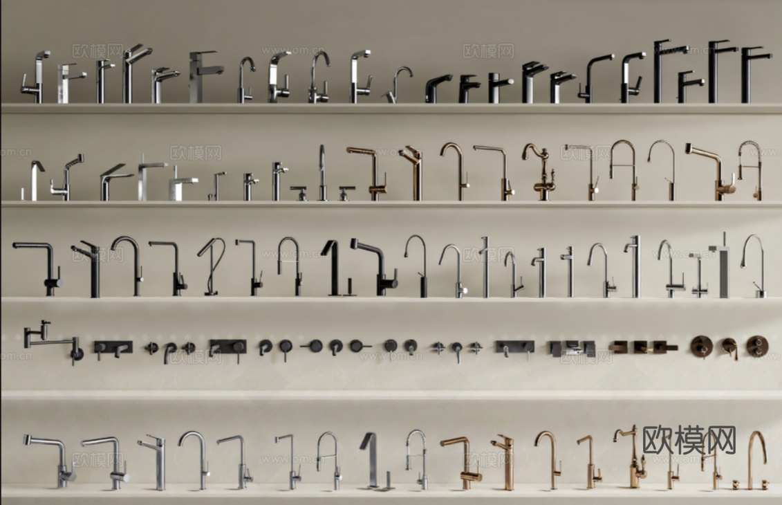 现代水龙头_台盆龙头_水龙头_水槽龙头_不锈钢龙头su模型