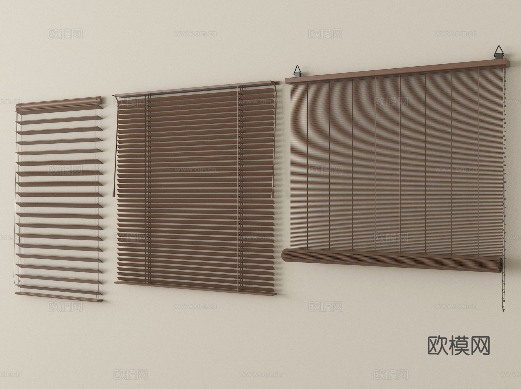 现代窗帘卷帘 竹帘百叶帘su模型