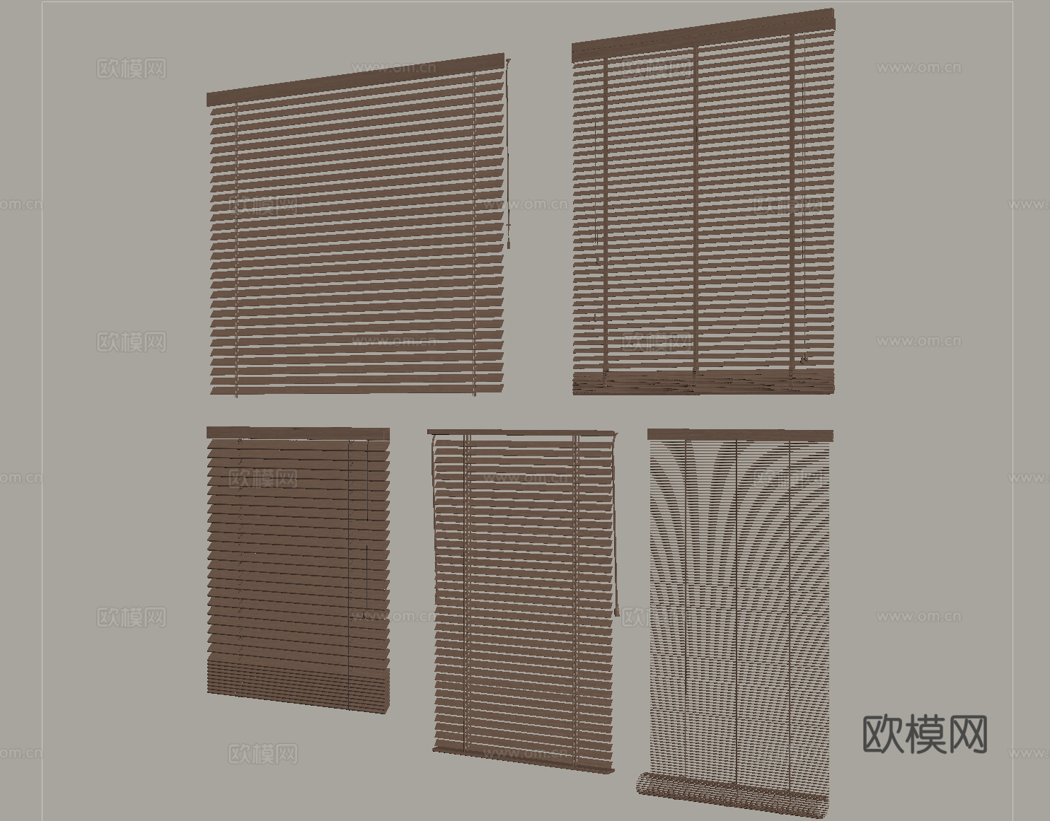 新中式百叶帘 窗帘 卷帘su模型