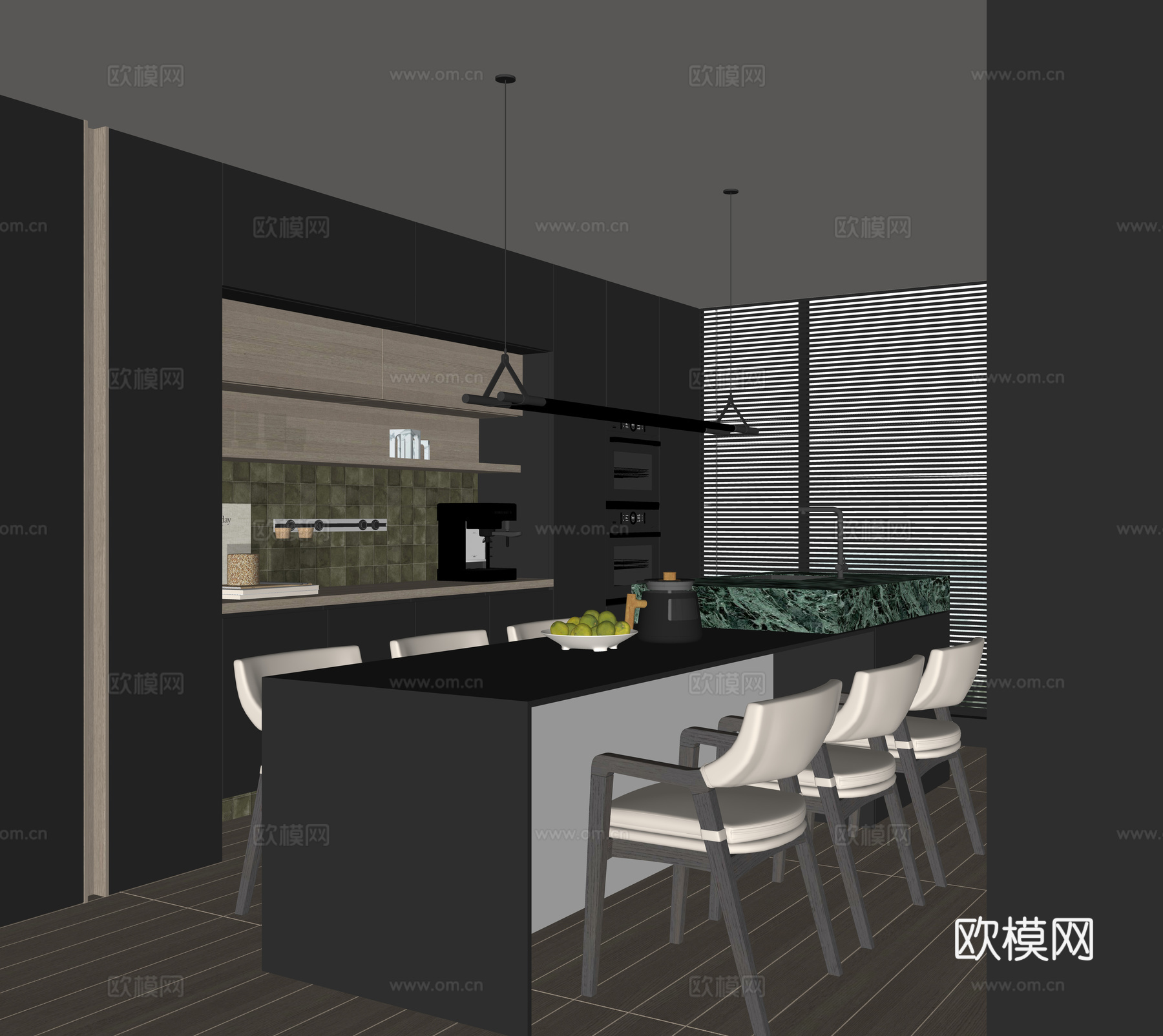 现代家居餐厅su模型