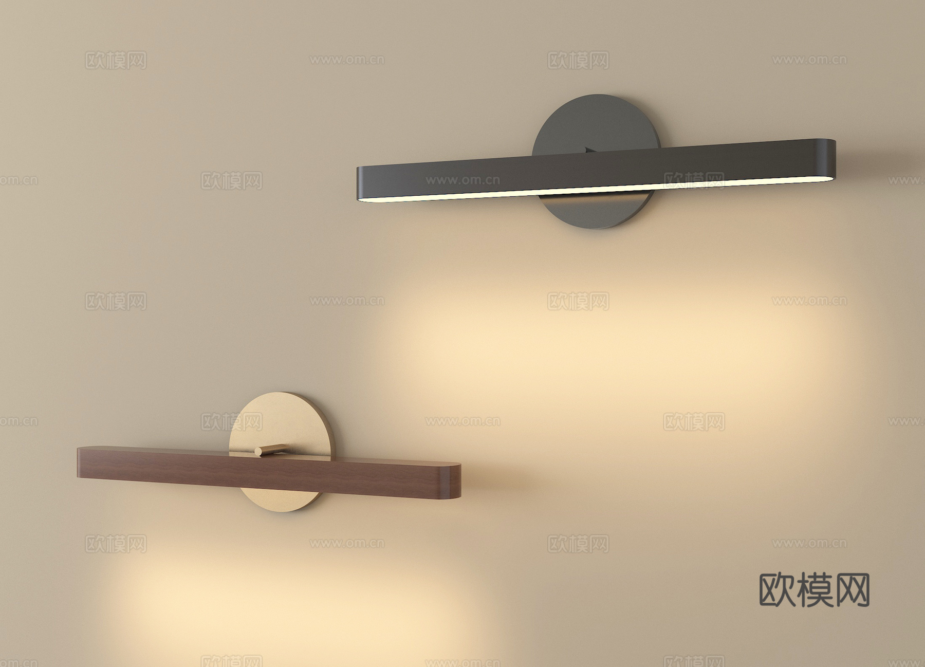 现代条形一字型壁灯su模型