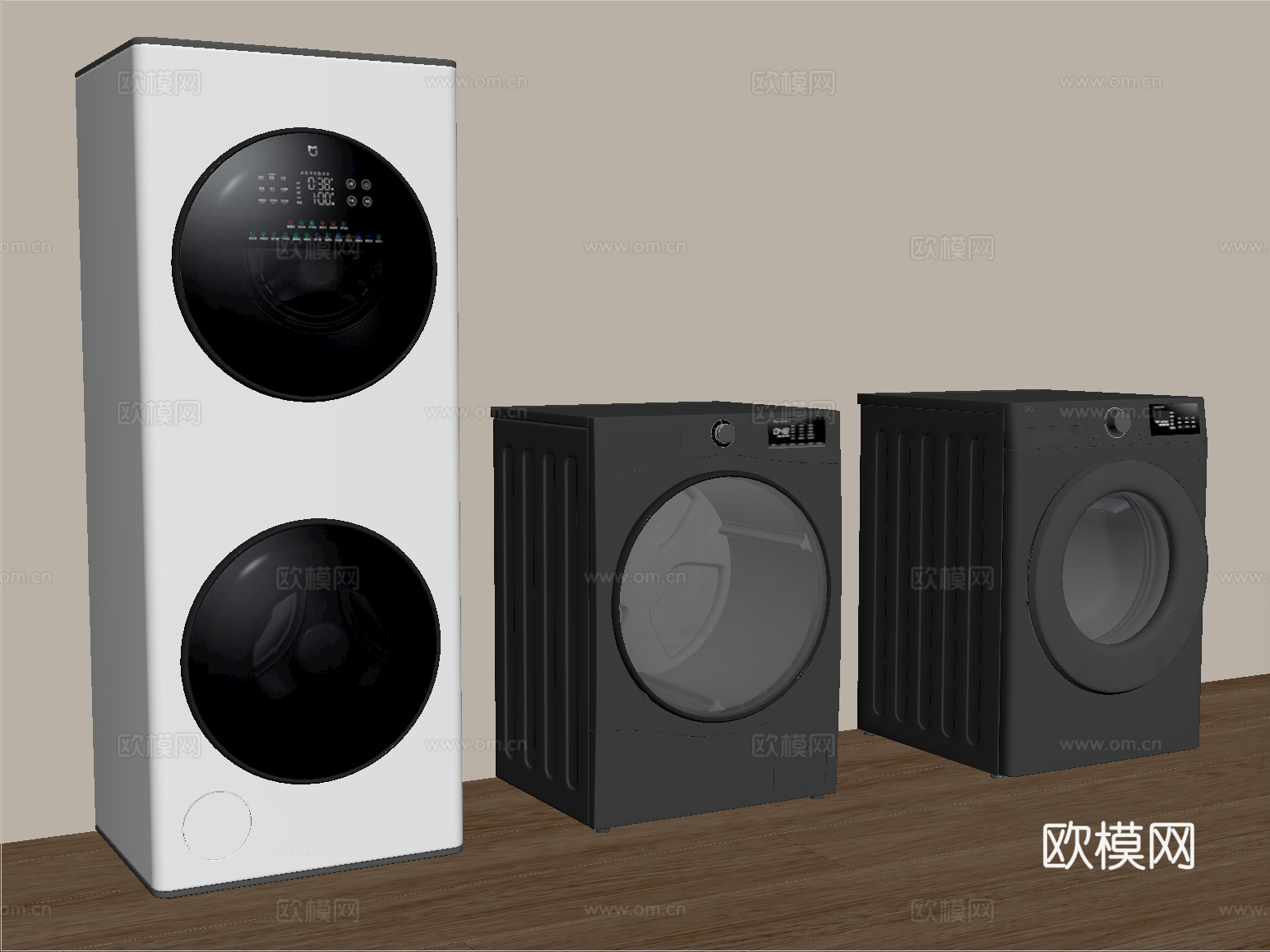 现代洗衣机 洗烘一体机su模型