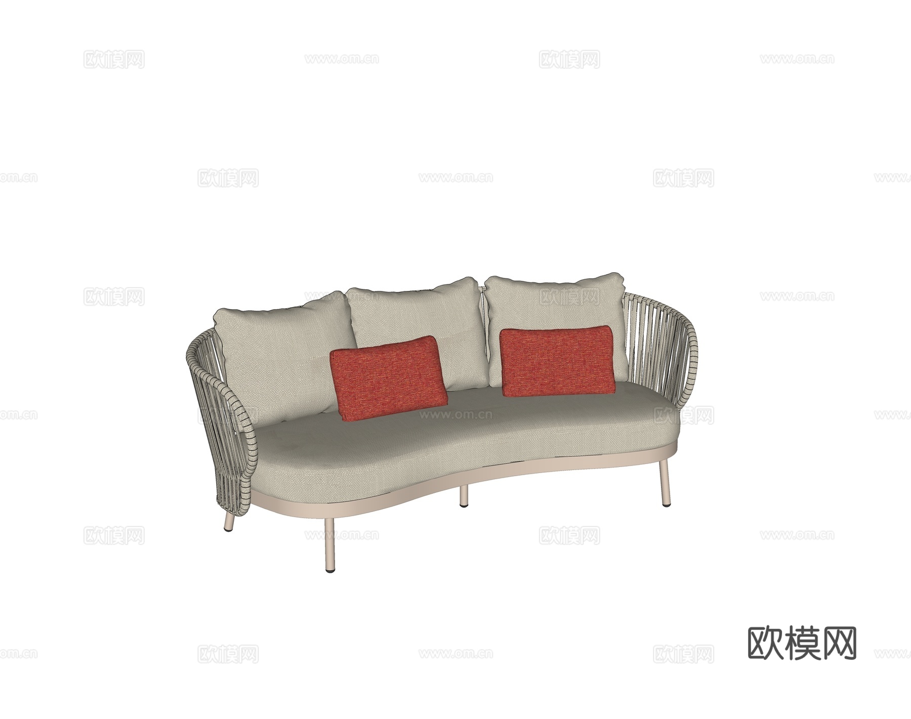 kun 户外沙发 弧形沙发 三人 多人沙发su模型