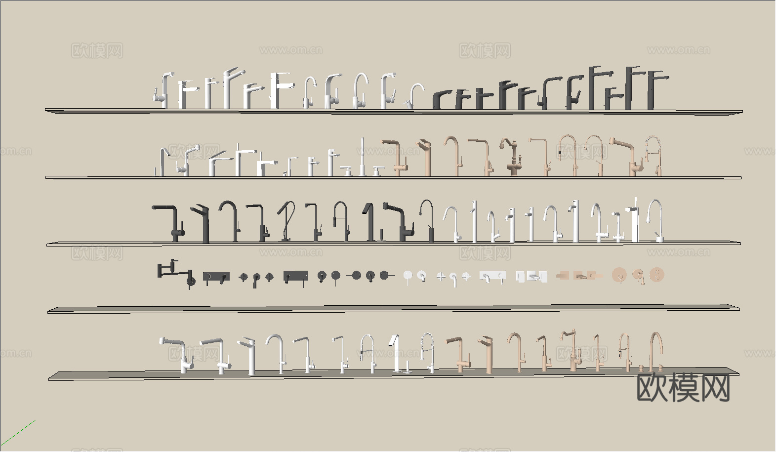 现代水龙头_台盆龙头_水龙头_水槽龙头_不锈钢龙头su模型