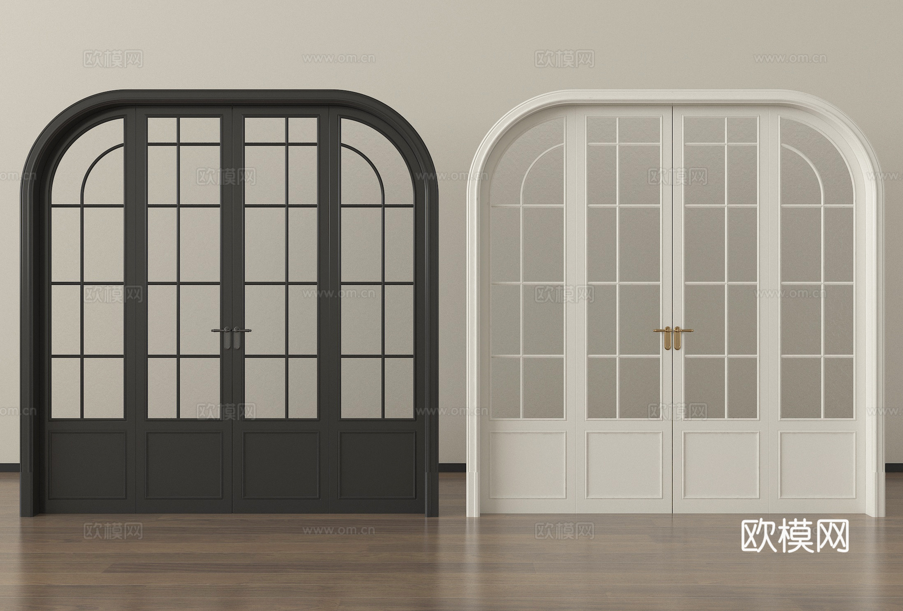 法式双开门 玻璃门 拱门 阳台门 厨卫门su模型