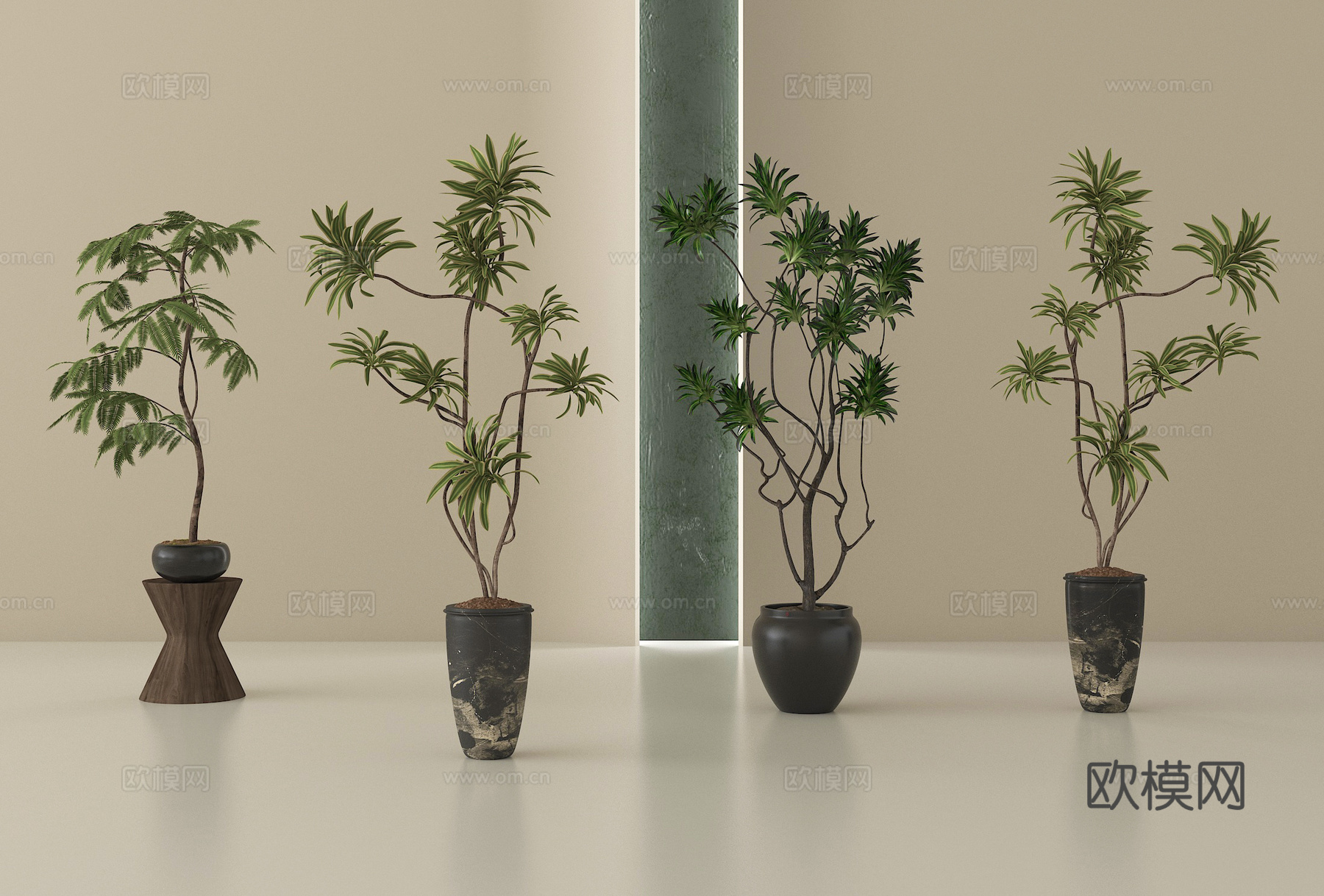 现代盆栽 盆景 绿植 盆栽组合su模型