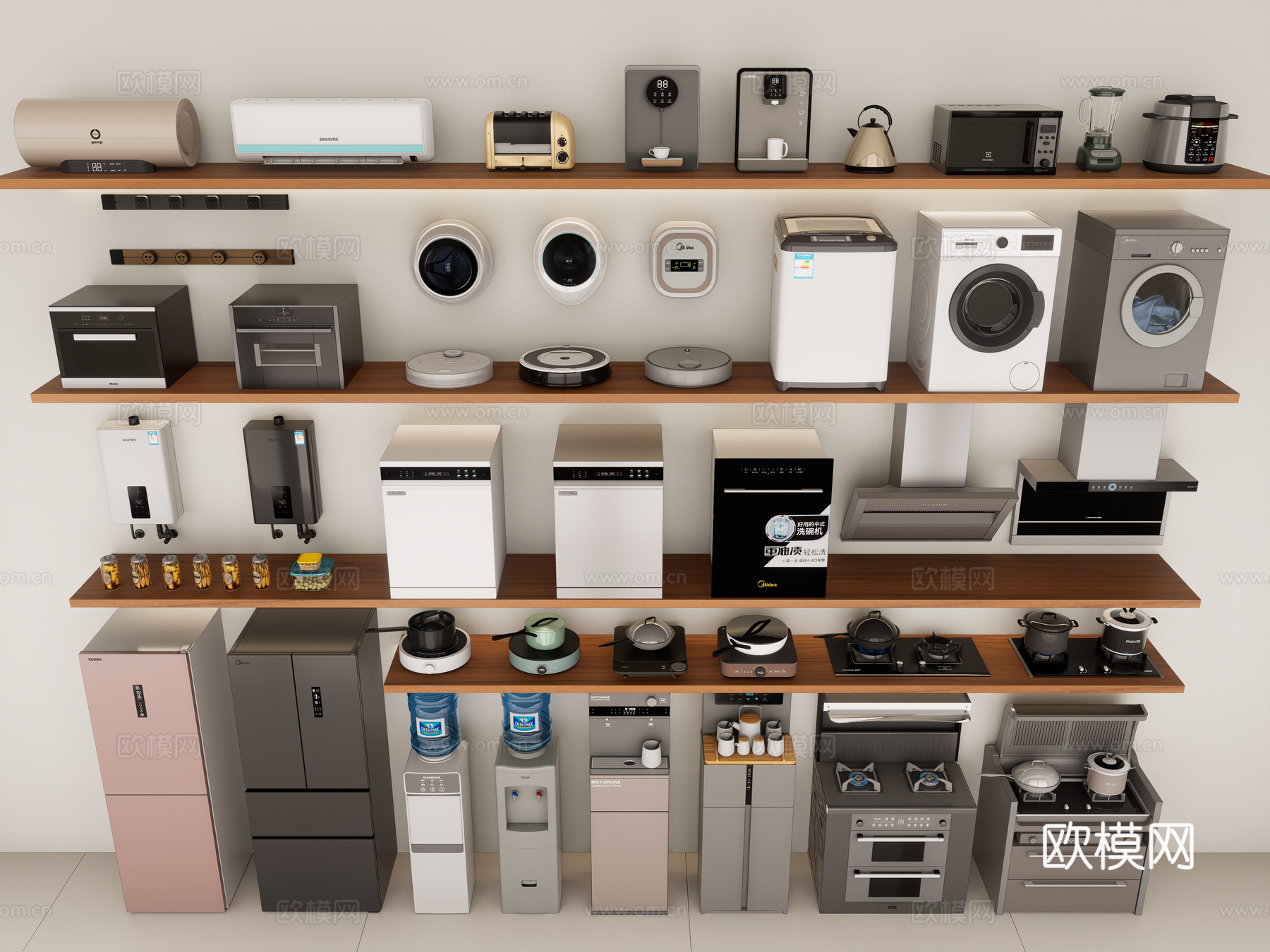 家用电器组合 厨房电器组合 家电电器组合 空调洗衣机 电磁炉su模型