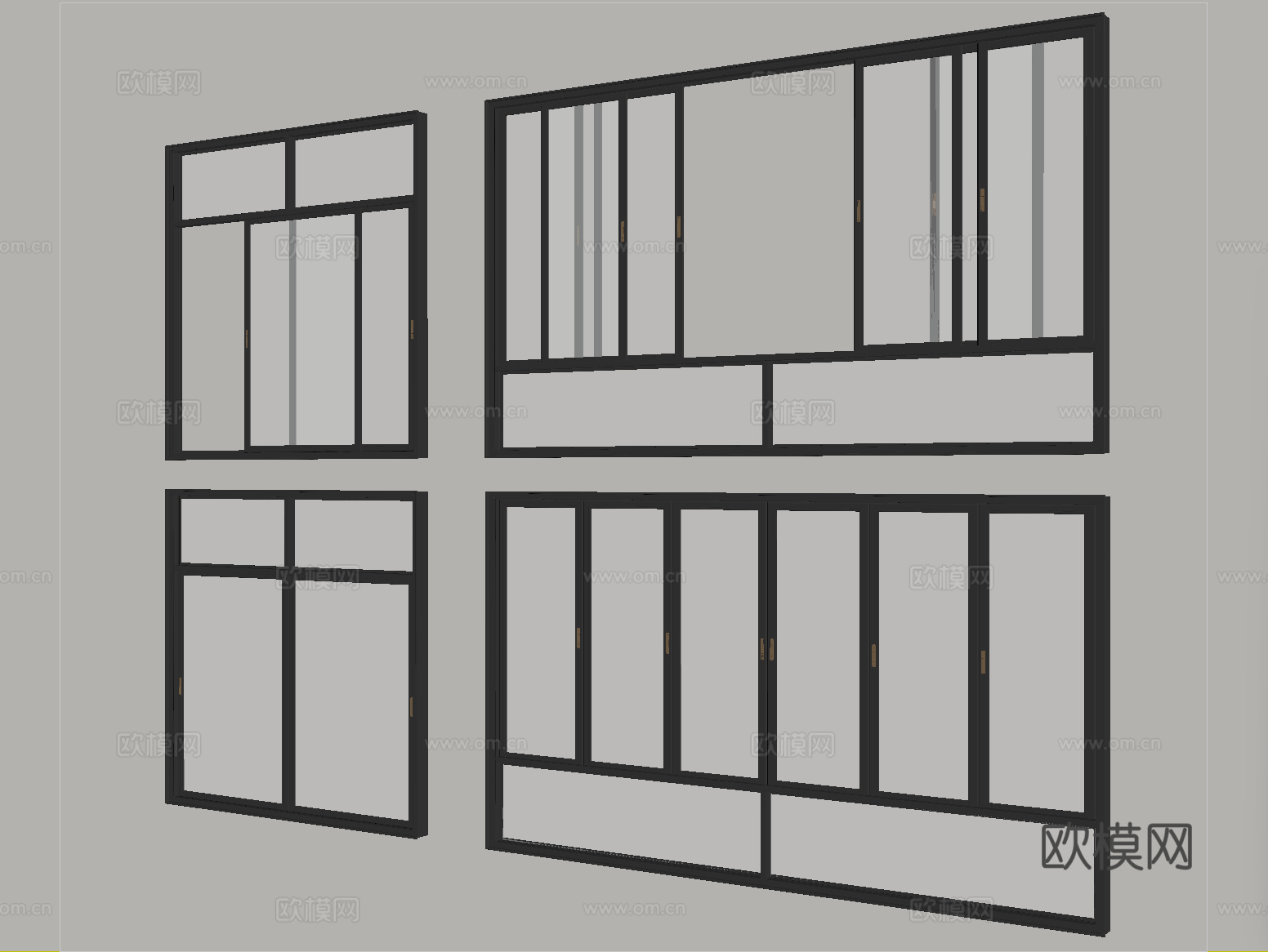 现代窗户 推拉窗 阳台窗 落地窗su模型