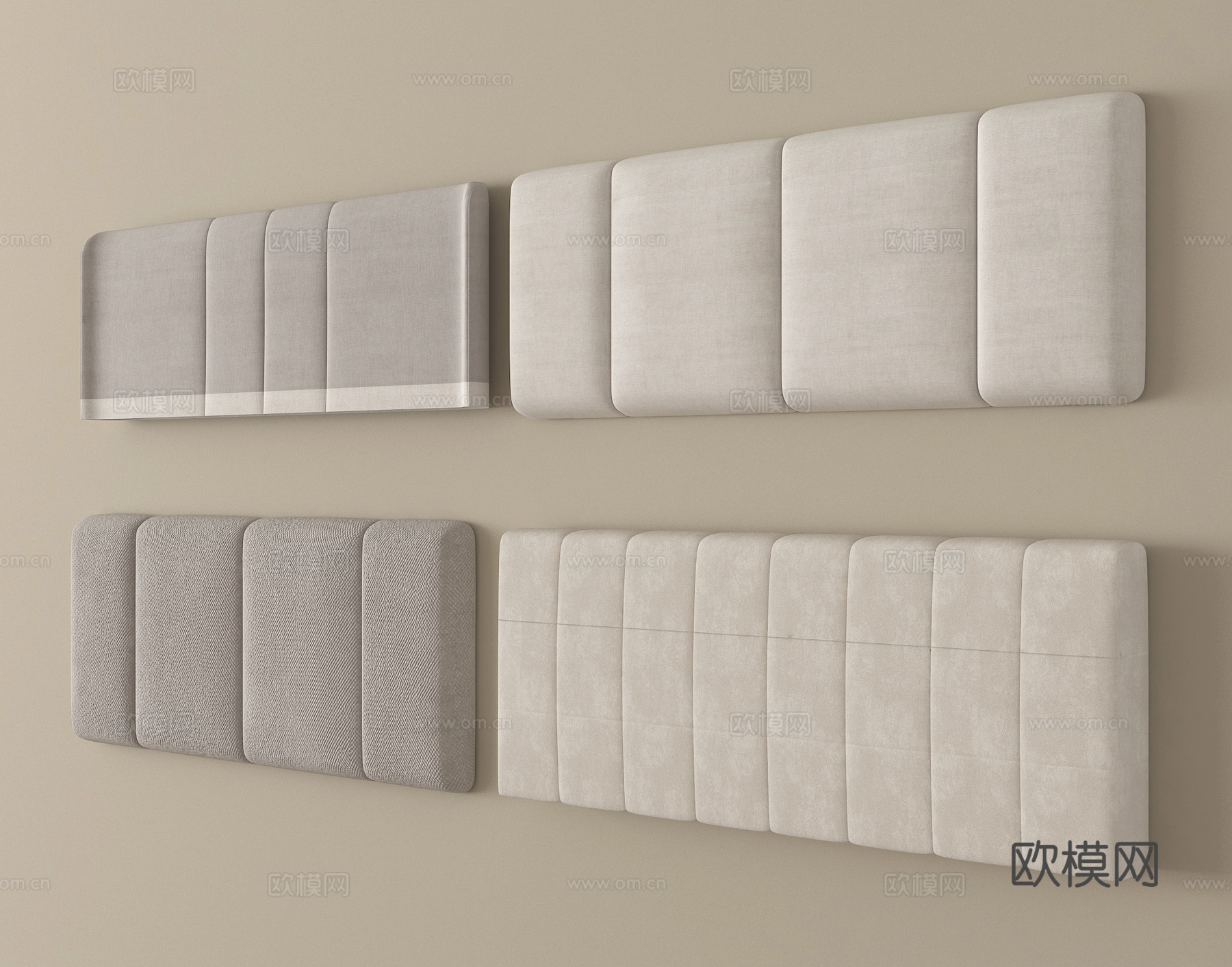 现代床靠背 床品 床头su模型