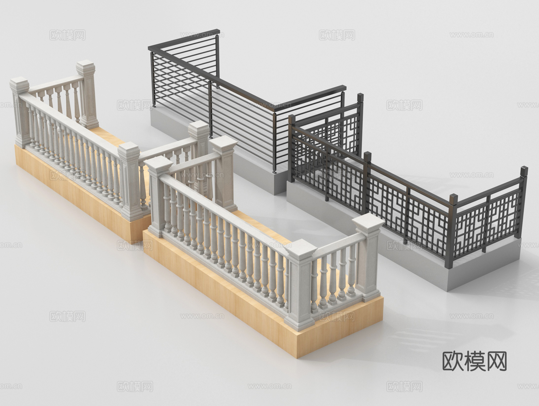 现代围栏护栏 阳台栏杆 铁艺栏杆3d模型下载