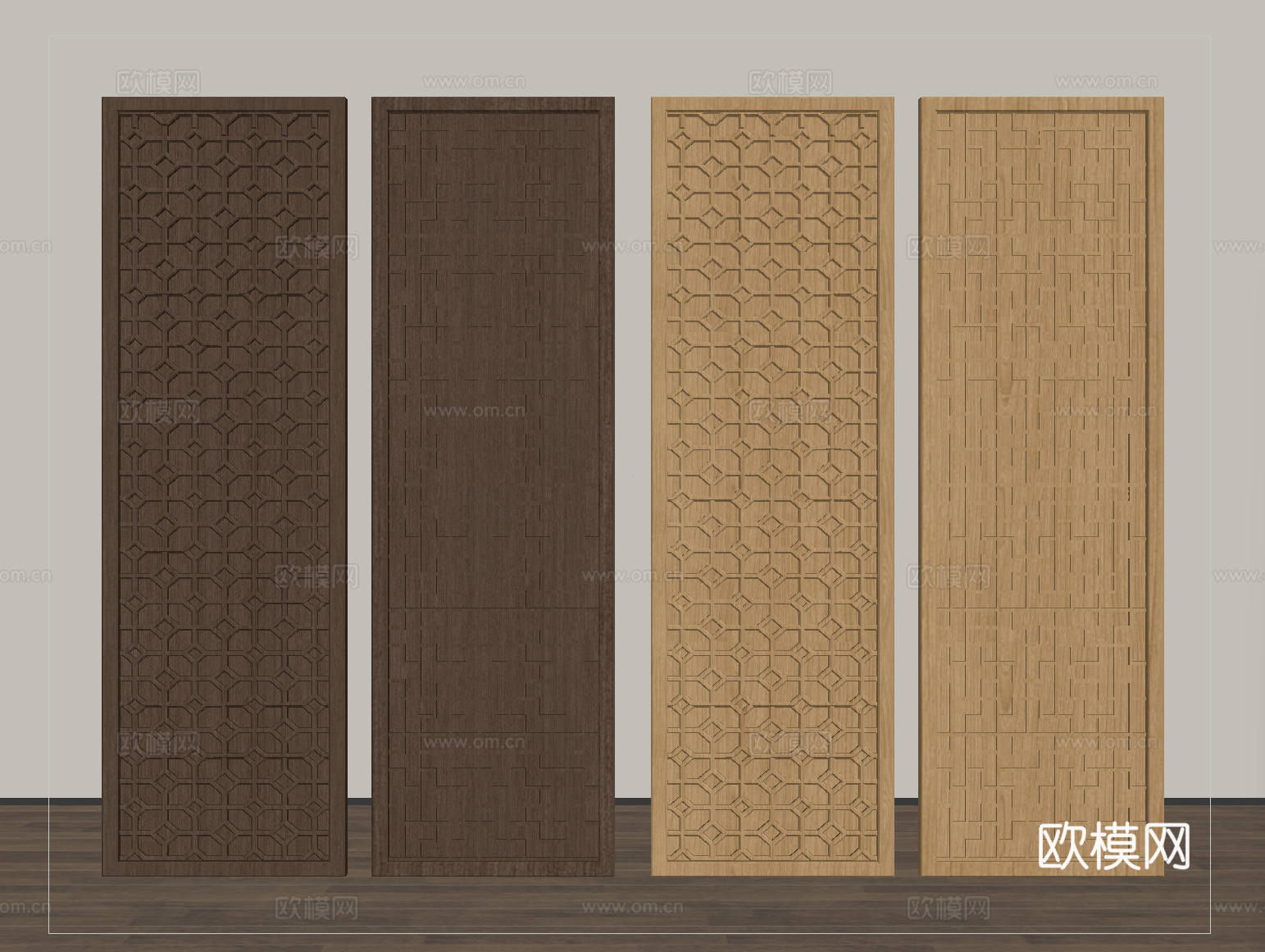 中古风屏风隔断su模型