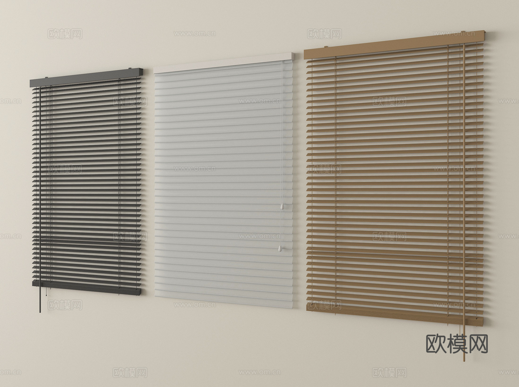 现代窗帘卷帘 竹帘百叶帘su模型