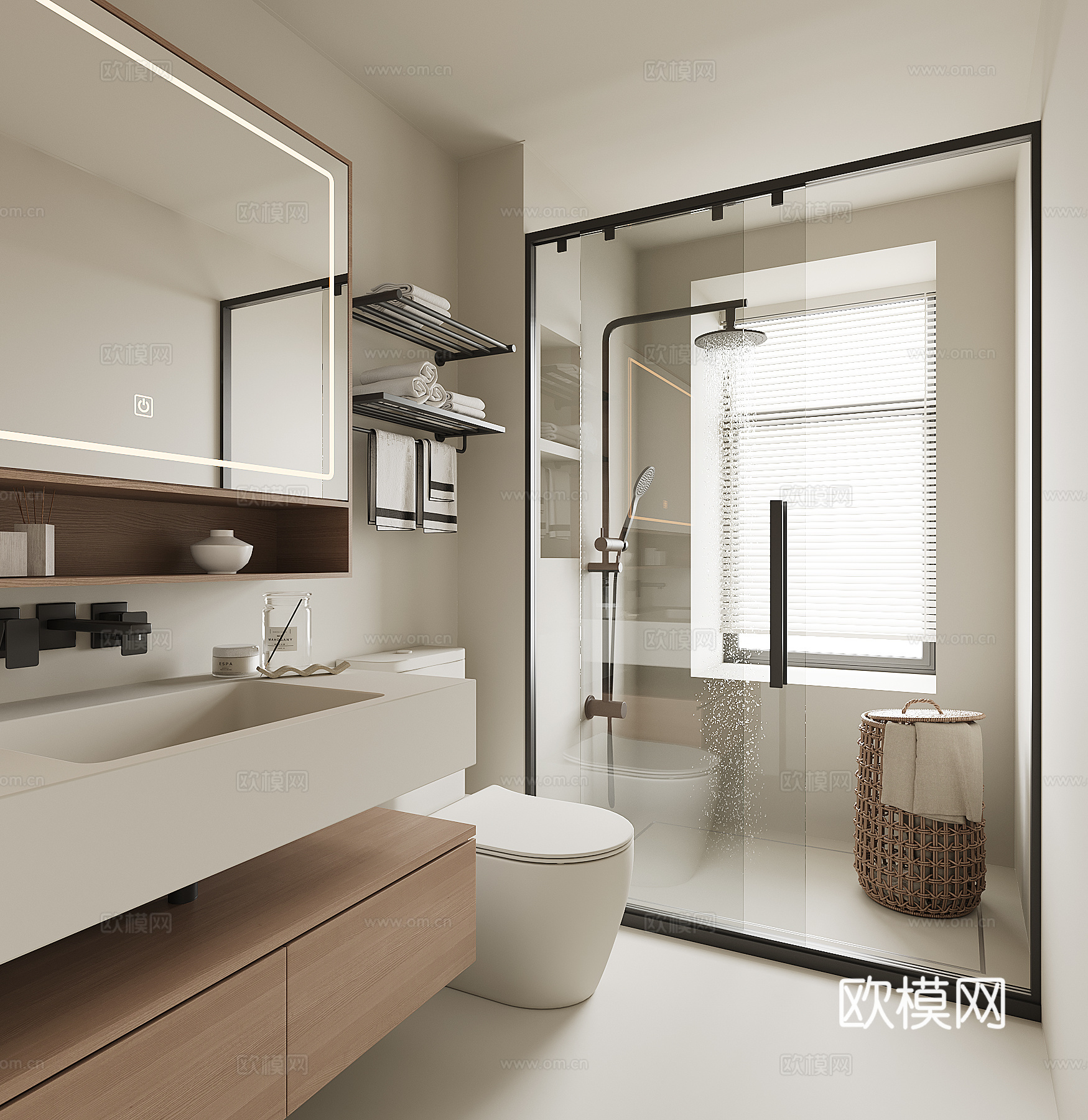 现代家居卫生间su模型下载（渲染图1）