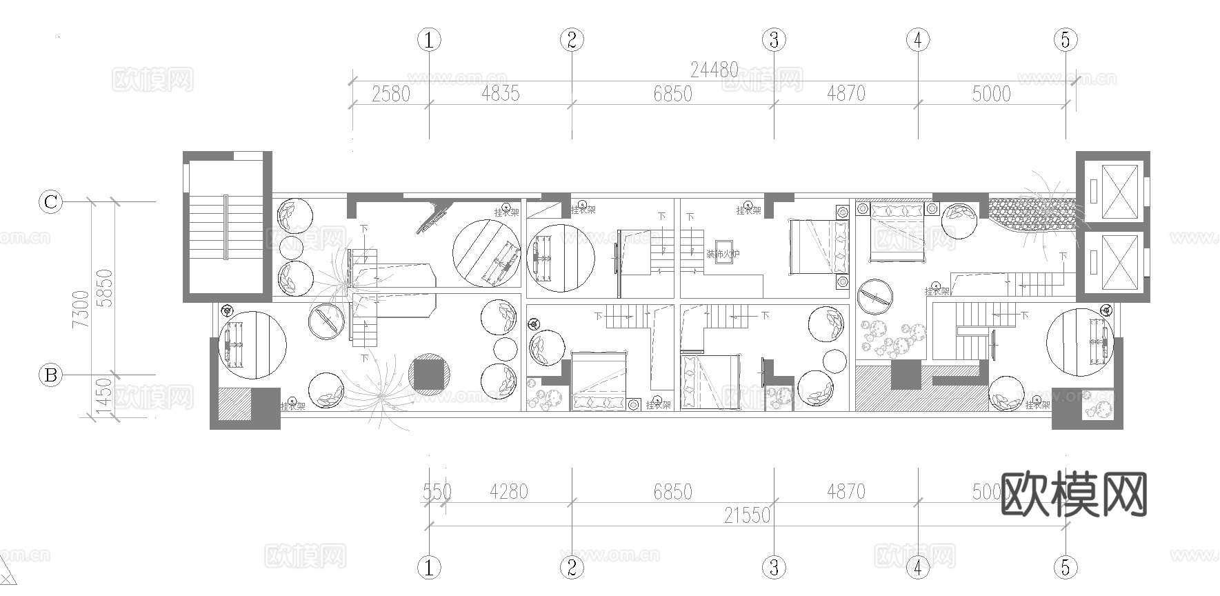 最新主题酒店施工图合集cad施工图