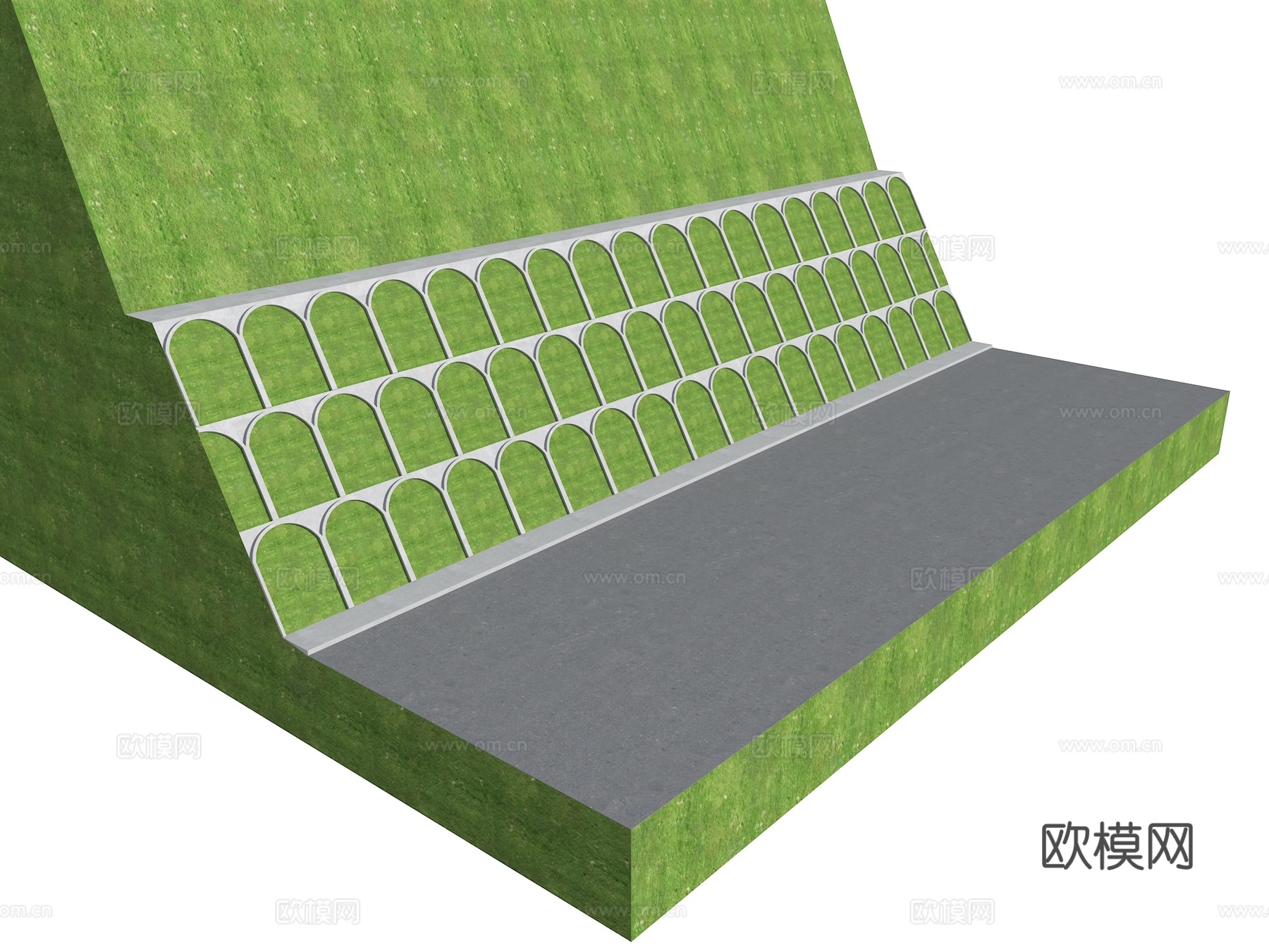 现代护坡 现代绿植挡墙 护坡挡墙 铰接式护坡 防滑坡 高速防su模型