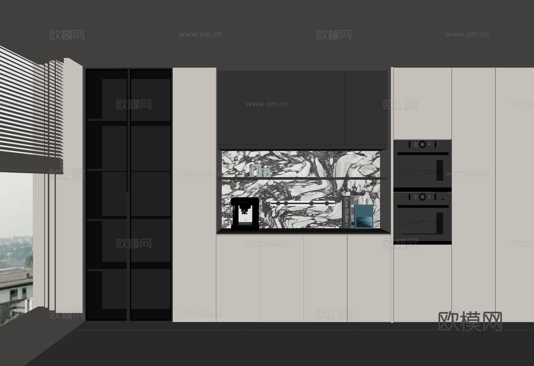 现代酒柜餐边柜su模型下载（渲染图2）