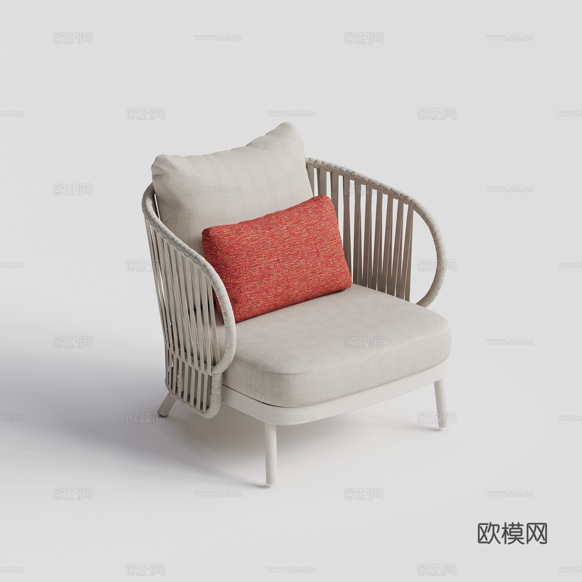 kun 户外休闲椅 单人椅 金属布艺椅组合3d模型下载