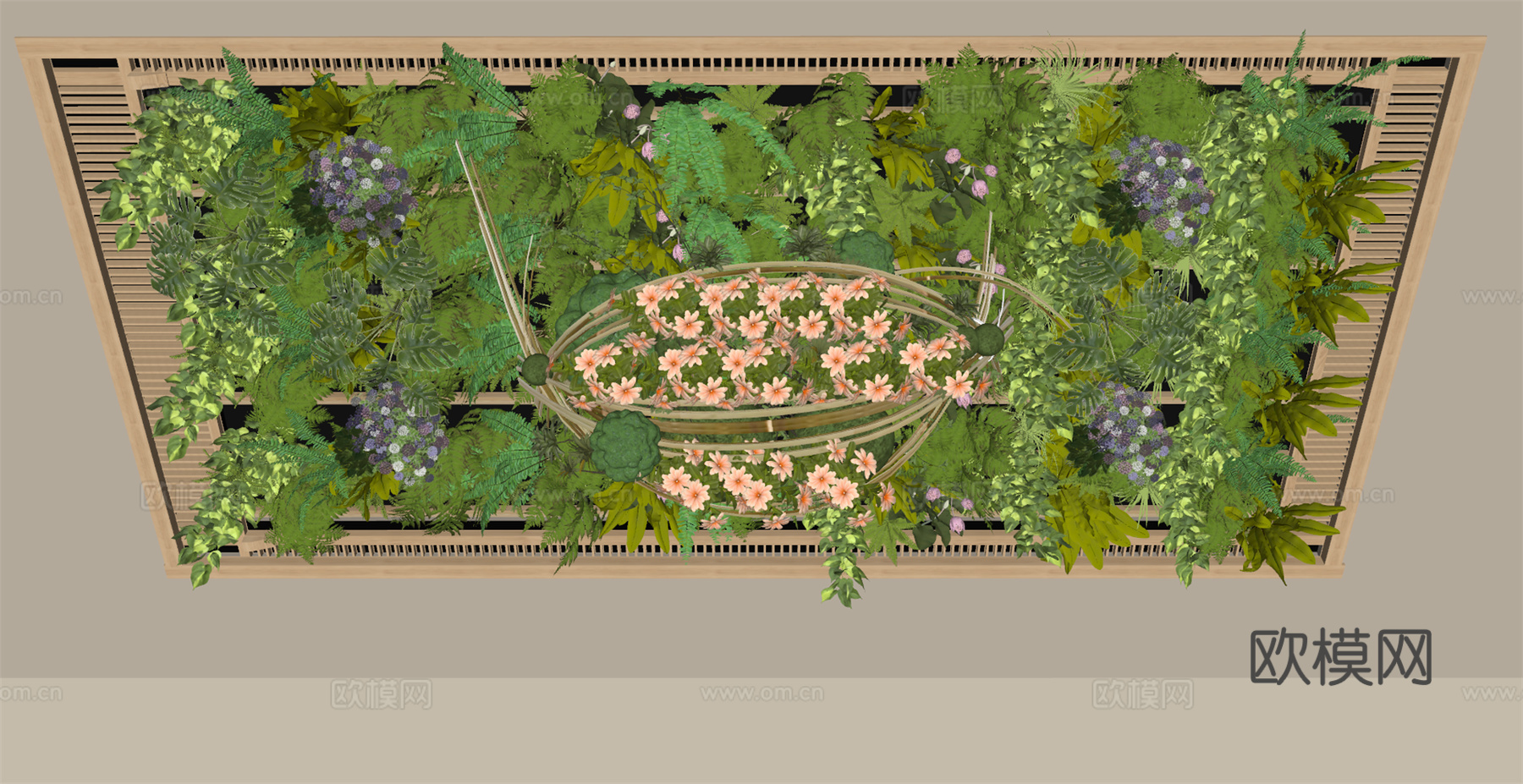 现代绿植吊顶 藤编 绿萝吊篮 植物天花 植物吊顶 天花造景su模型