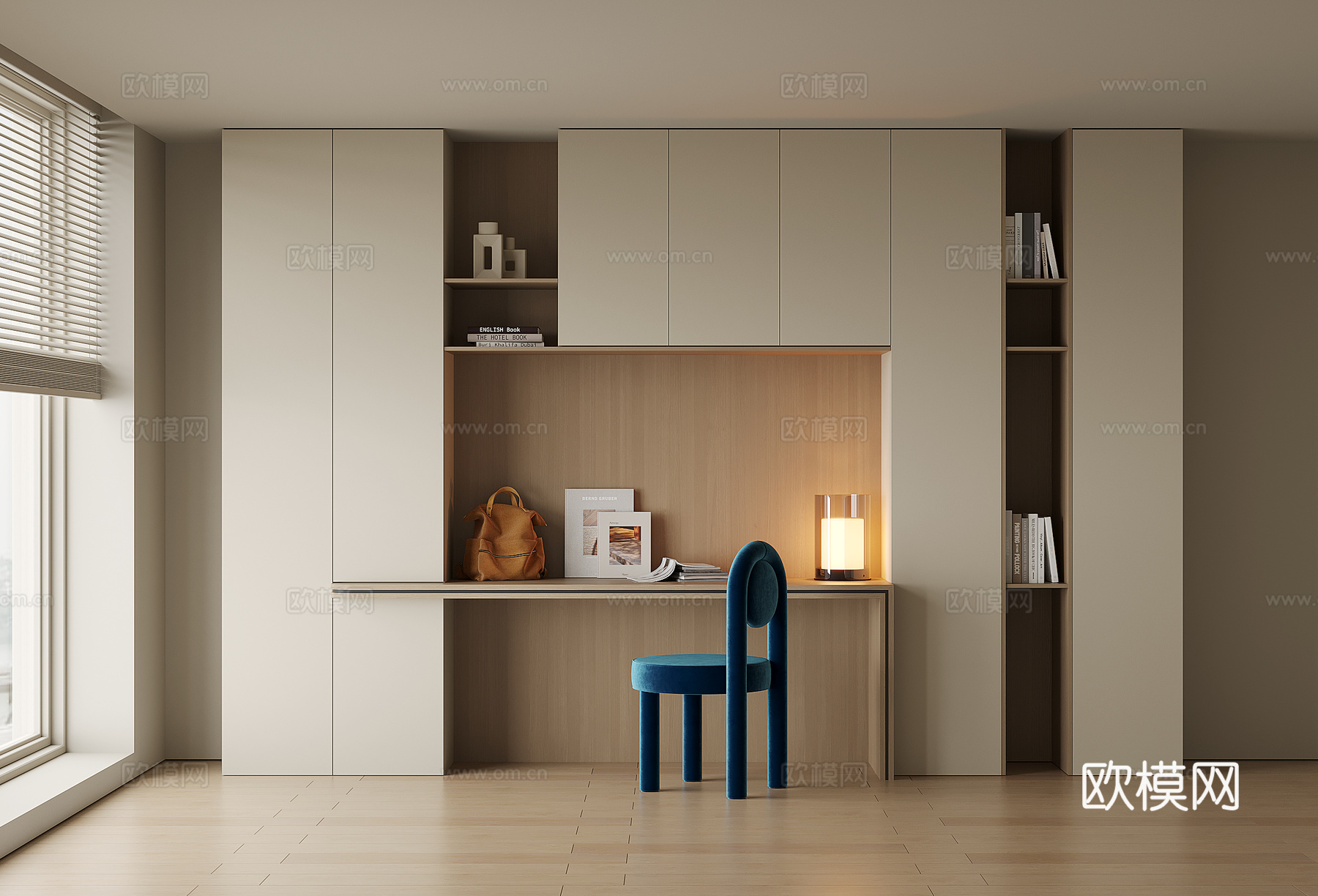 现代书桌柜组合su模型