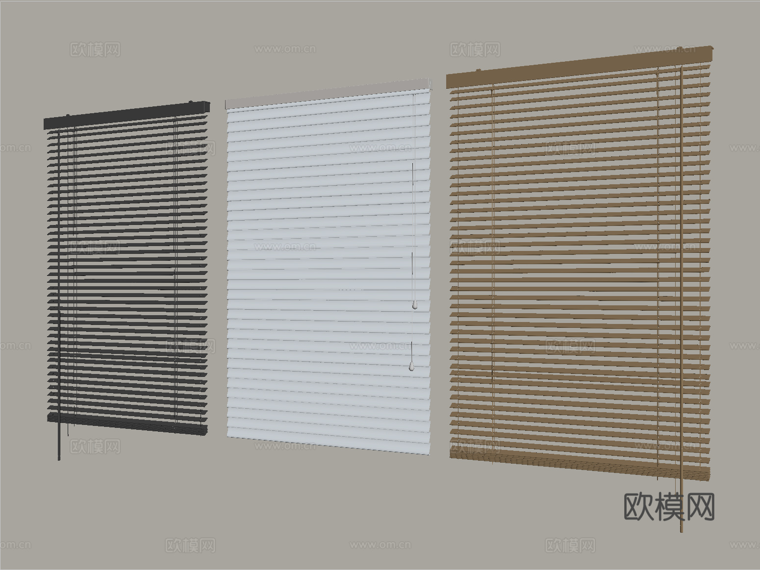 现代窗帘卷帘 竹帘百叶帘su模型