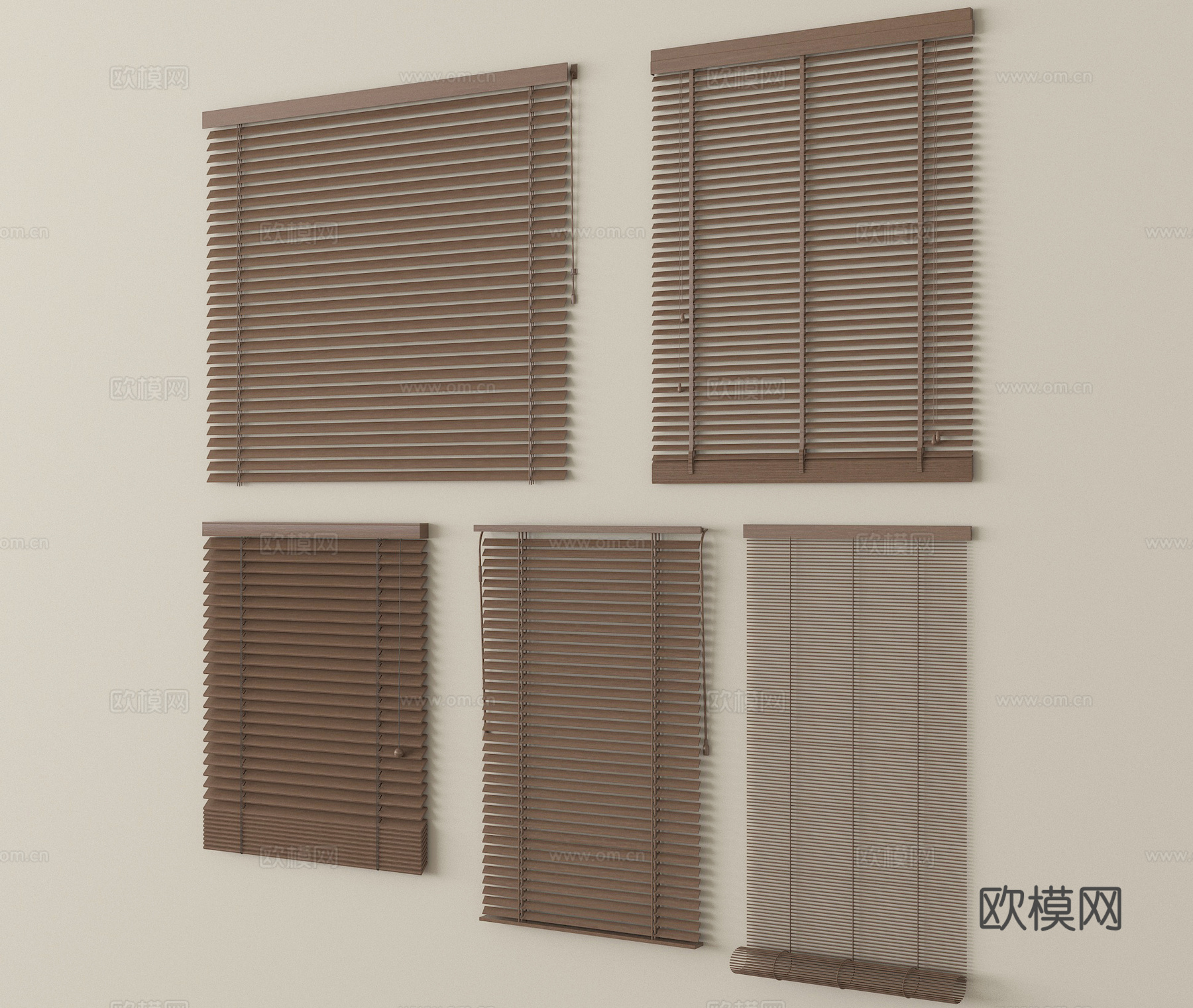 新中式百叶帘 窗帘 卷帘su模型