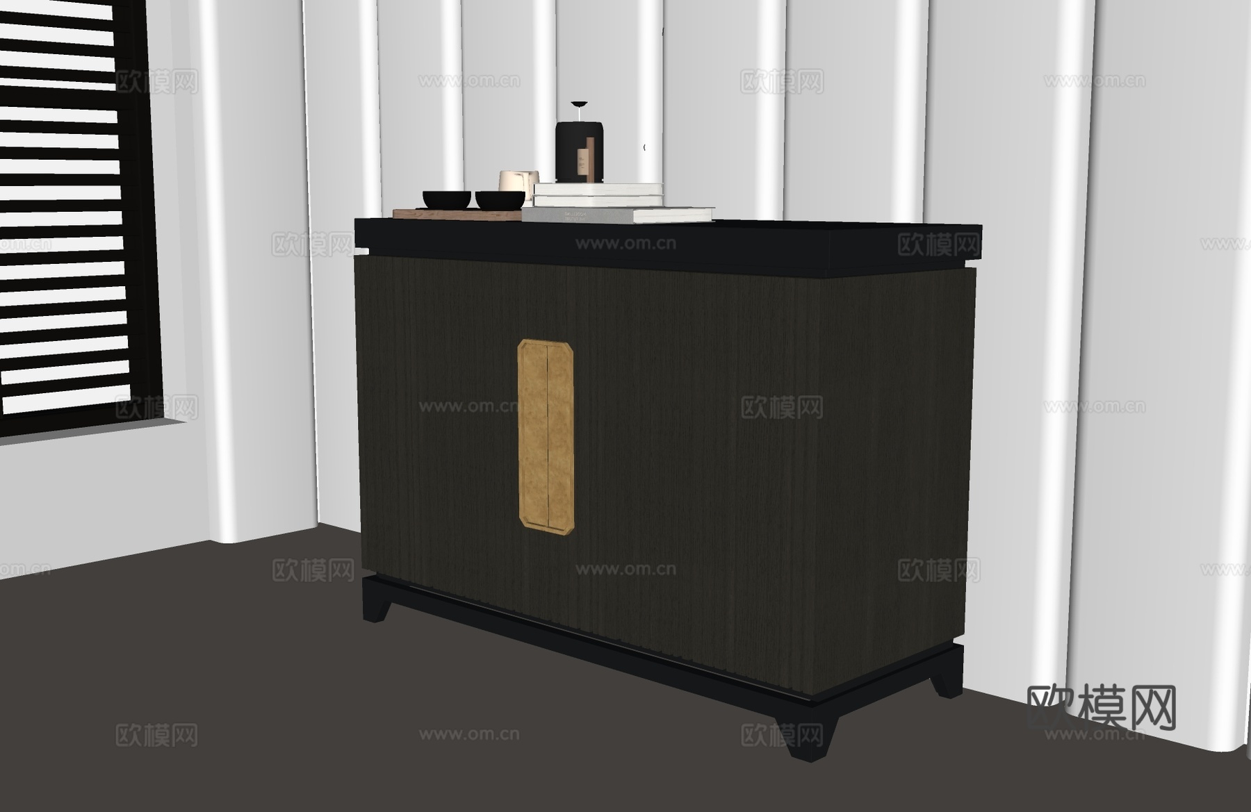 现代中古边柜 现代玄关柜边柜 现代意式玄关柜 意式装饰柜su模型