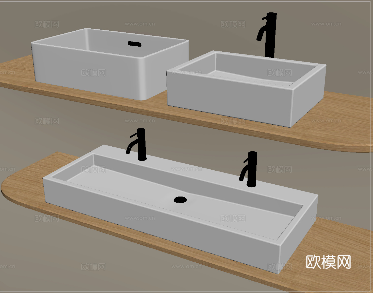 现代简约洗手盆 台上盆 水龙头su模型